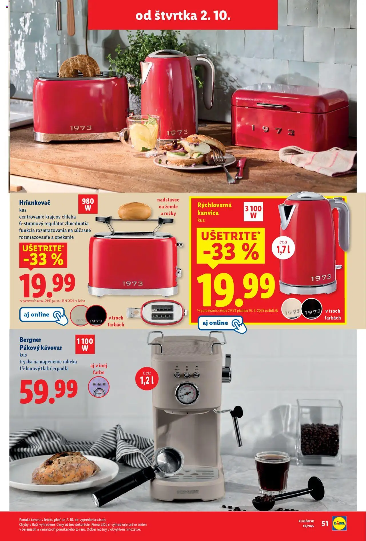 Nové Lidl akcie – leták je platný od 29.09.2025 | Strana: 81 | Produkty: Pákovy kávovar, Kávovar, Rýchlovarná kanvica, Kanvica
