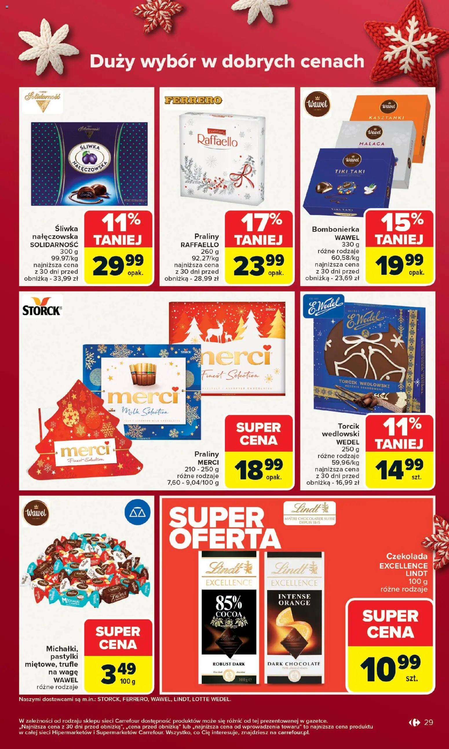 Carrefour Gazetka od 15.12.2025 | Strona: 33 | Produkty: Praliny, Merci, Czekolada, Torcik wedlowski