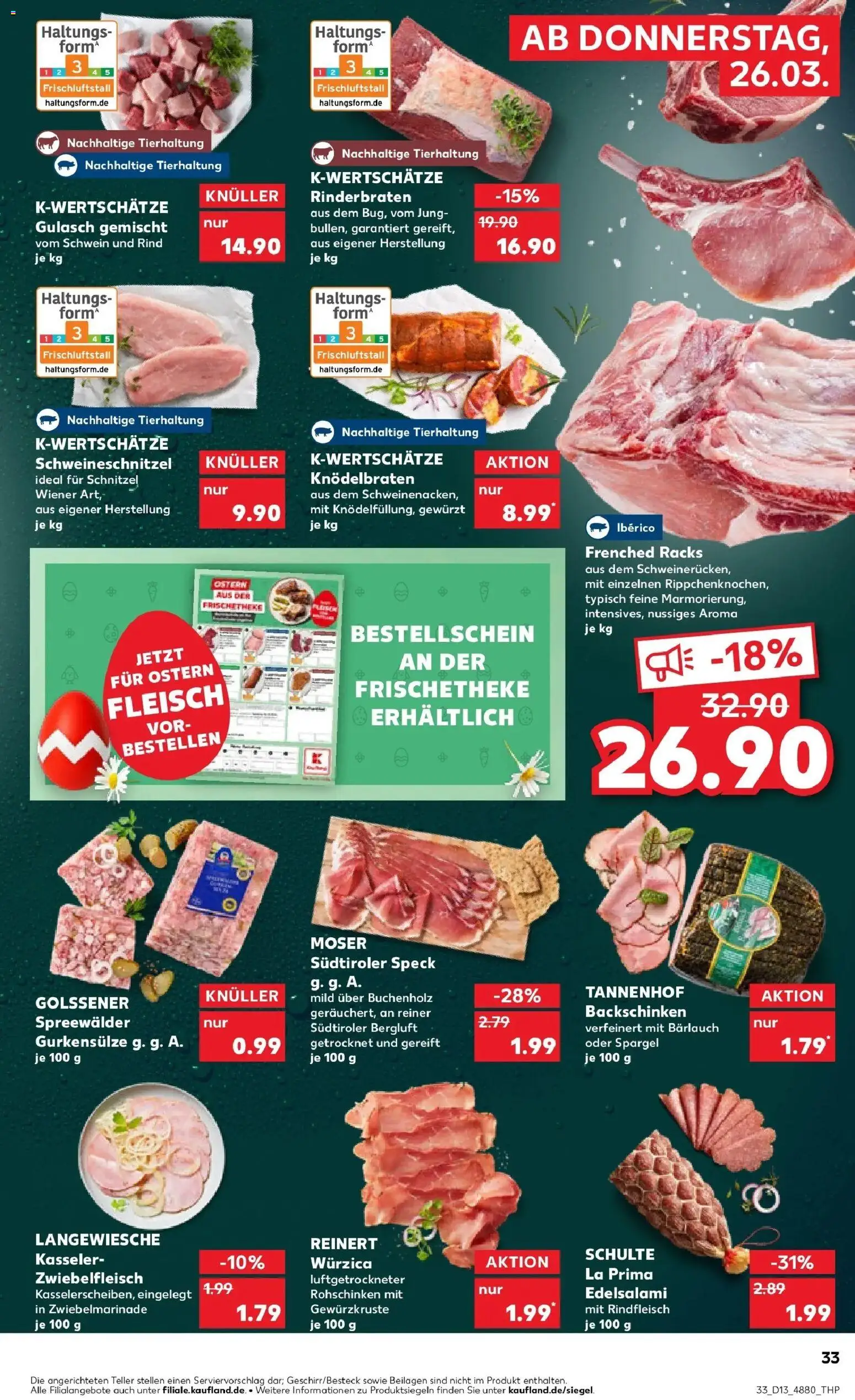 Kaufland Prospekt Andernach	 – gültig ab 26.03.2026 | Seite: 33 | Produkte: Rinderbraten, Schnitzel, Gulasch, Fleisch