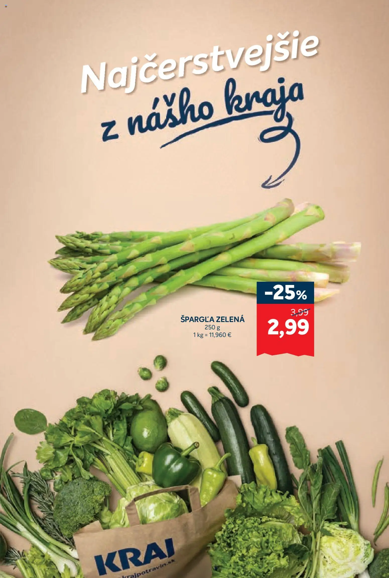 Nové Kraj akcie – leták je platný od 23.04.2026 | Strana: 3 | Produkty: Špargľa
