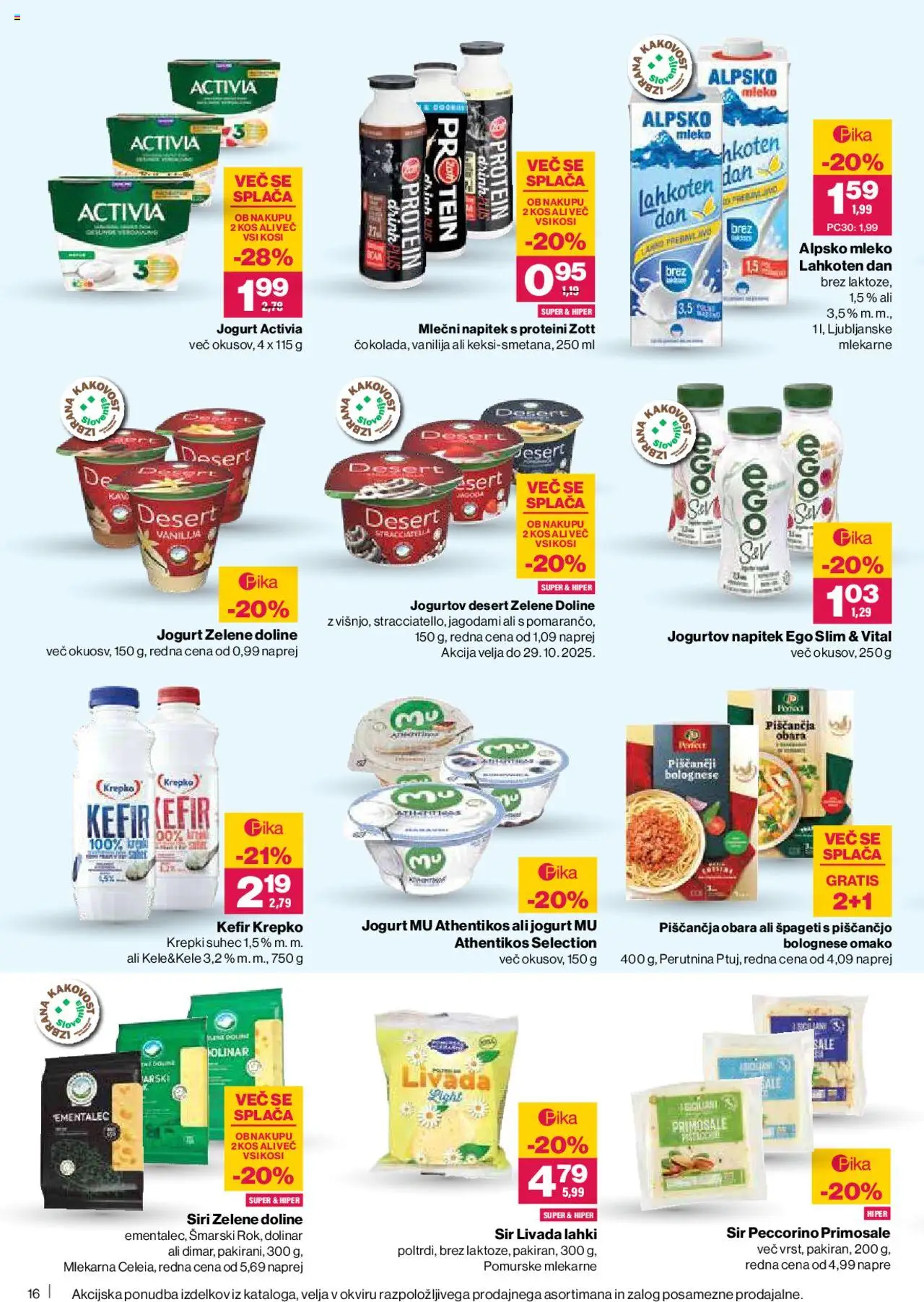 Novi Mercator katalog ponudbe – veljaven od 16.10.2025 | Stran: 16 | Izdelki: Ementalec, Mleko, Sir, Jogurt
