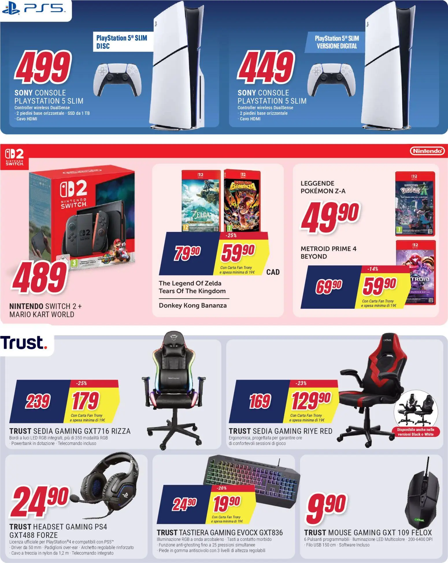 Volantino Trony del 27.12.2025 | Pagina: 6 | Prodotti: Mouse, Tastiera, Cavo, Gioco
