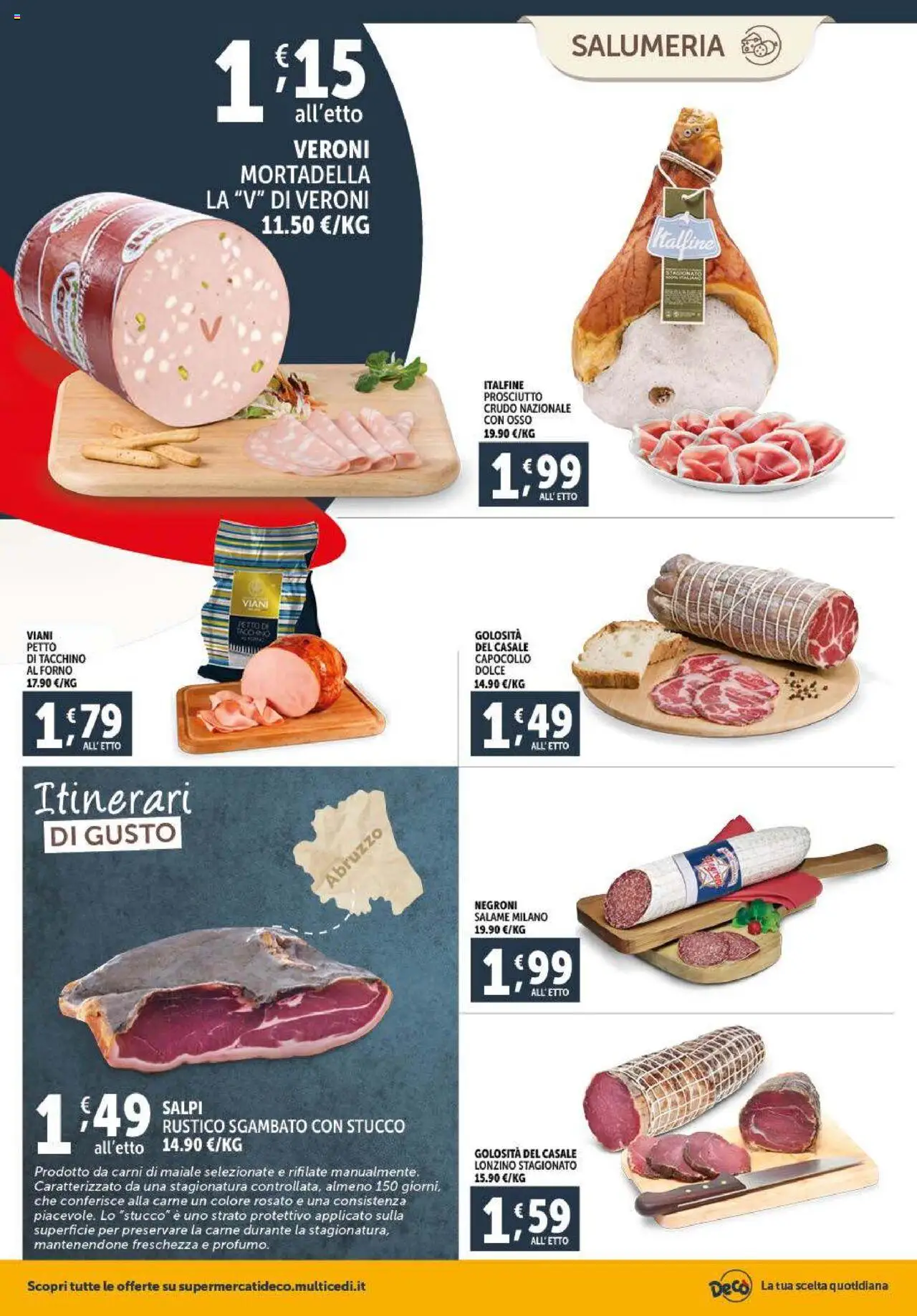 Volantino Decò del 23.09.2025 | Pagina: 3 | Prodotti: Prosciutto Crudo, Maiale, Tacchino, Mortadella