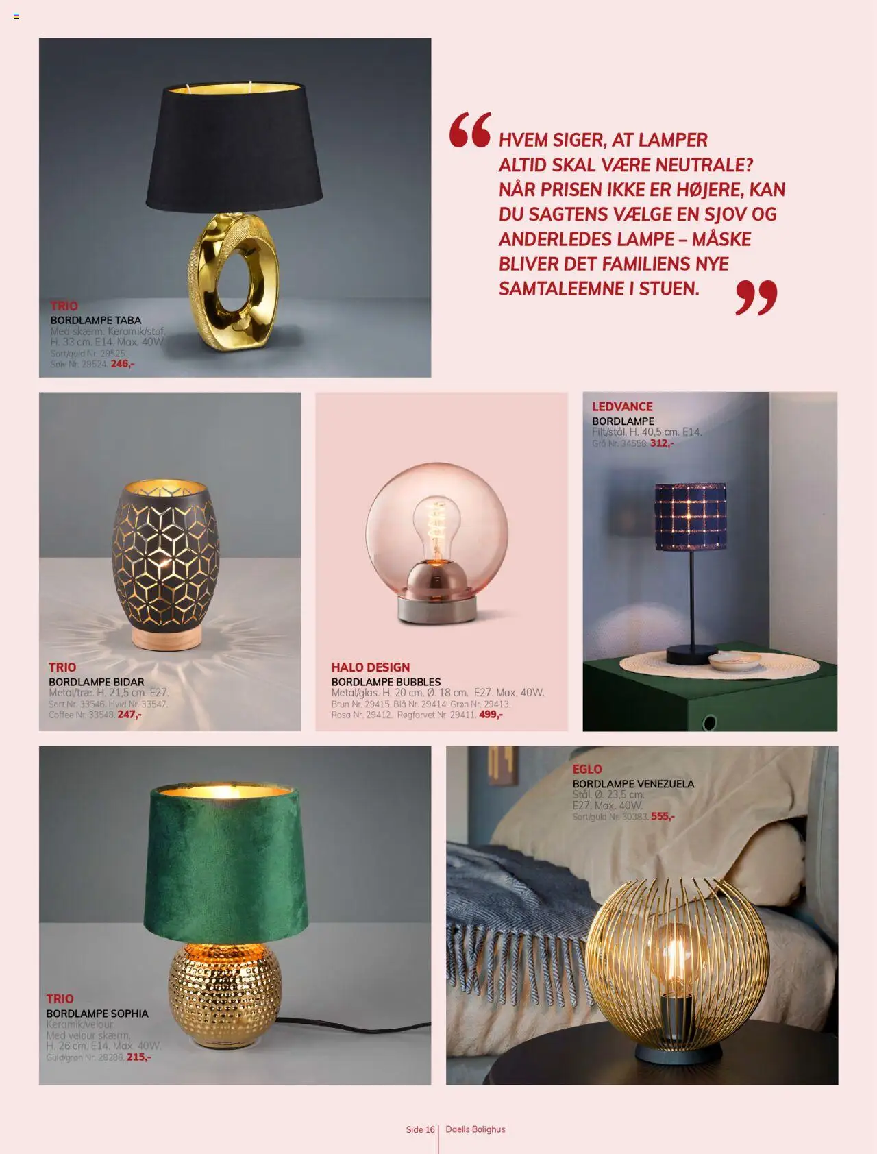 Daells Bolighus tilbudsavis – gyldig fra 02.10.2025 | Side: 16 | Produkter: Maske, Lampe