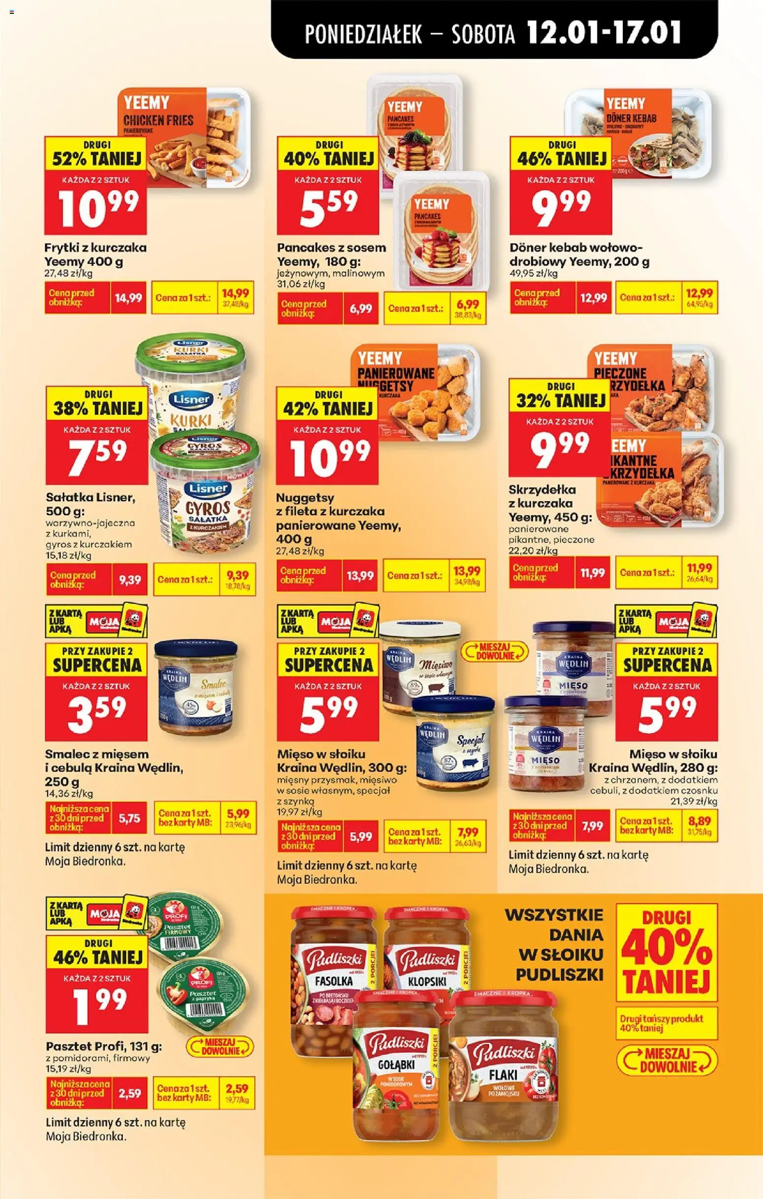 Biedronka gazetka od 12.01.2026 | Strona: 45 | Produkty: Skrzydełka z kurczaka, Flaki, Frytki, Sałatka