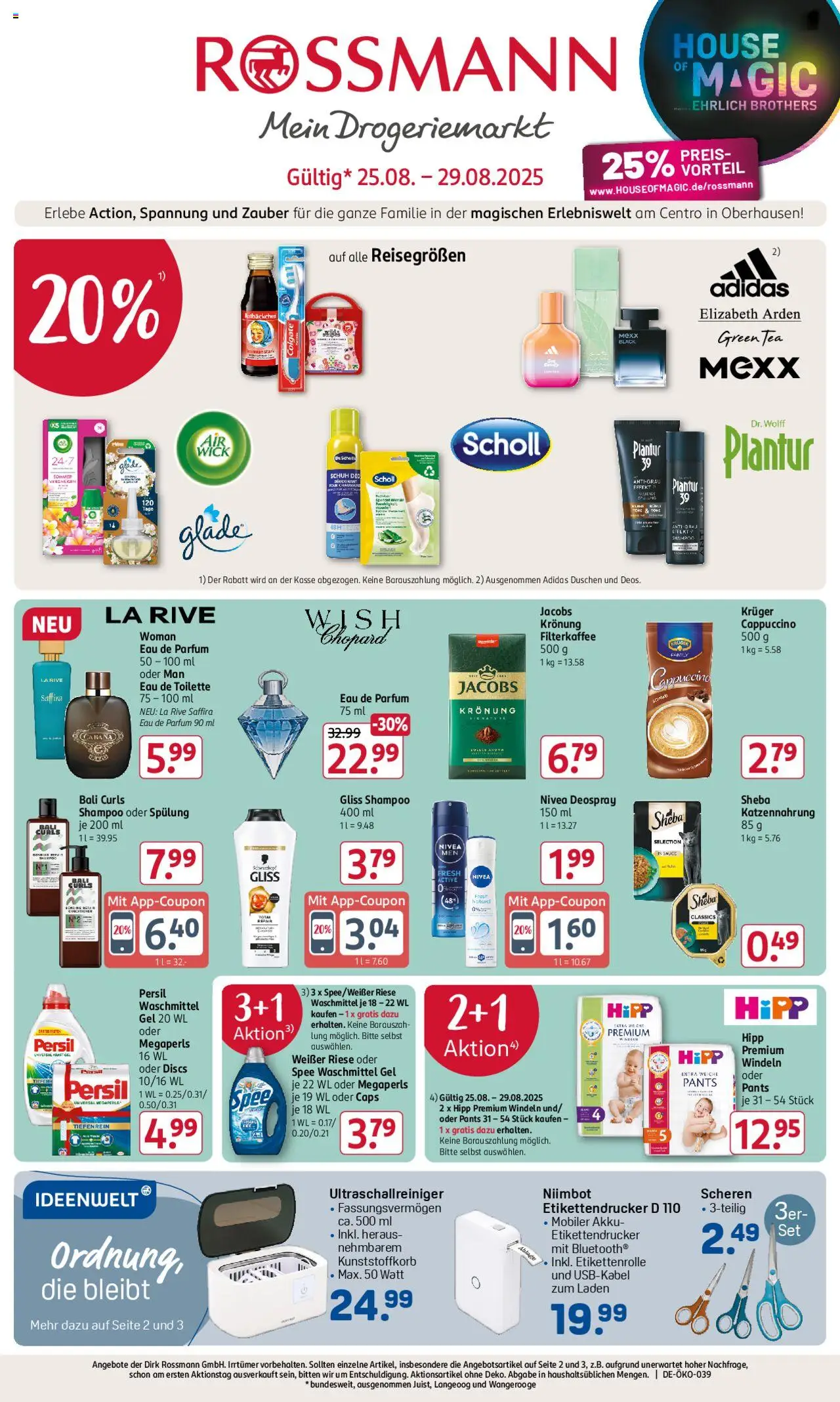 Rossmann Prospekt 	 - gültig ab dem 25.08.2025 | Seite: 1 | Produkte: Sheba, Parfüm, Deodorant, Waschmittel