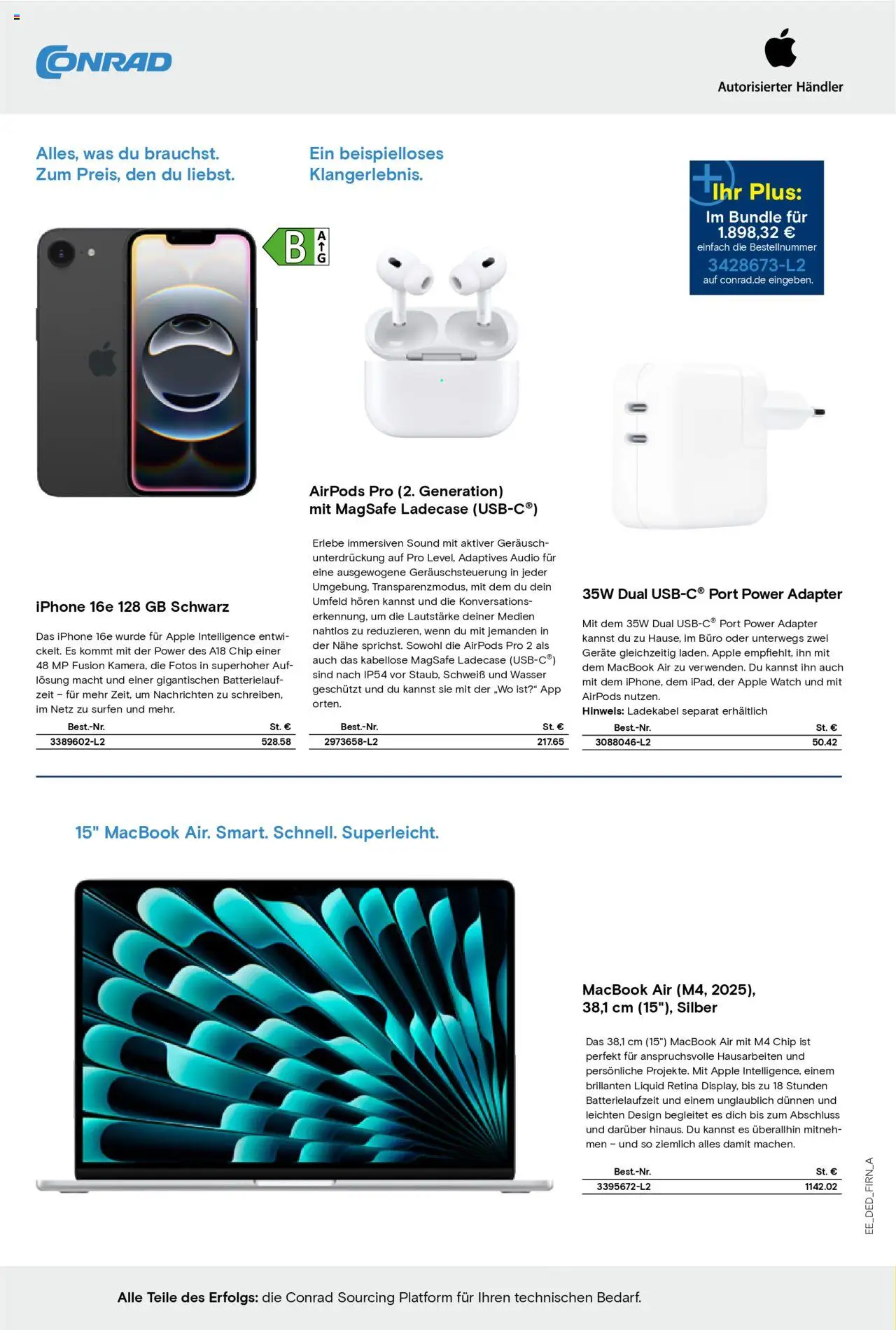 Conrad Education Katalog – gültig ab 01.01.2025 | Seite: 24 | Produkte: Adapter, Macbook, Airpods, Ladekabel
