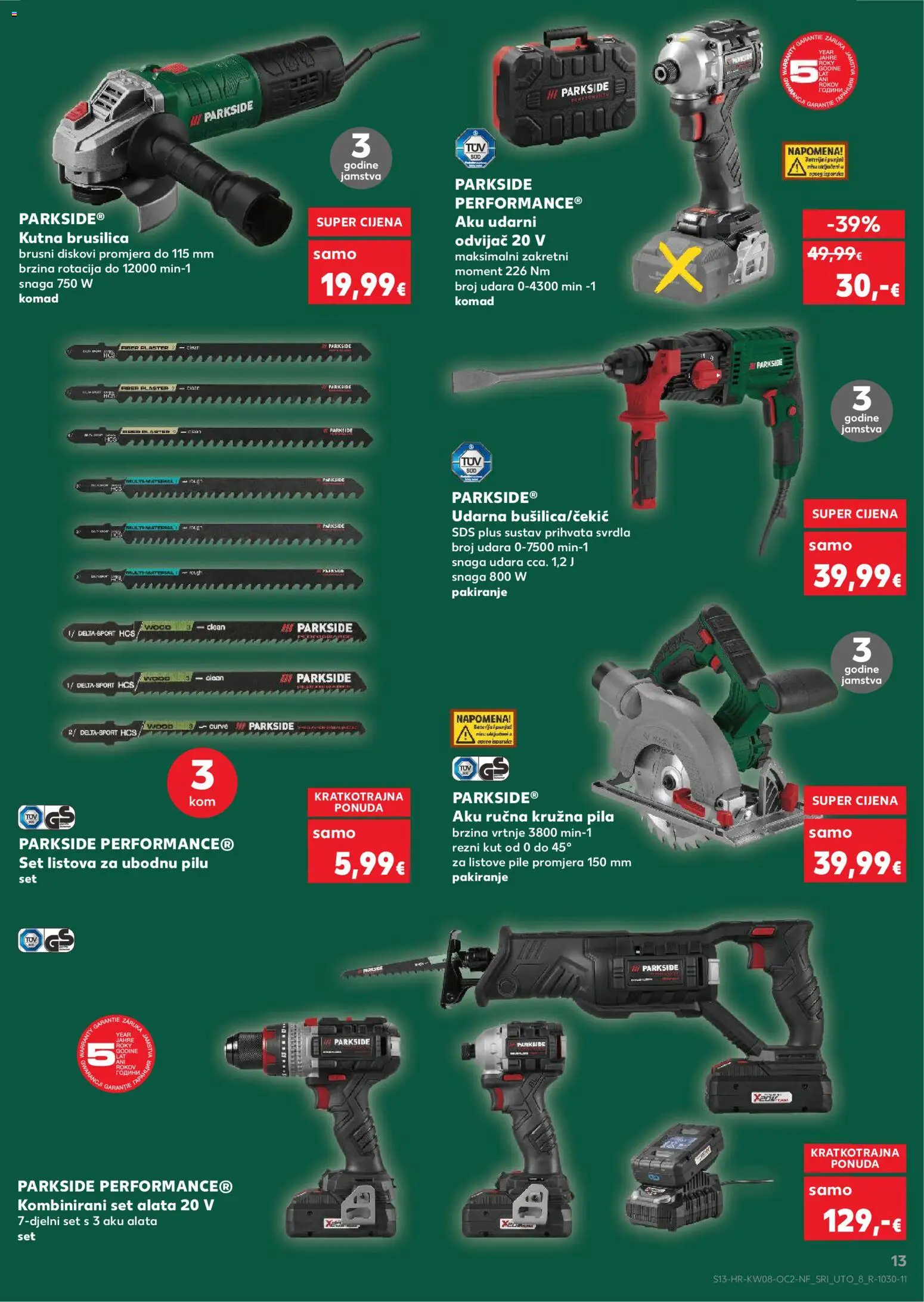 Kaufland katalog | vrijedi od 18.02.2026 | Stranica: 13 | Proizvodi: Brusilica, Kutna brusilica, Odvijač, Parkside