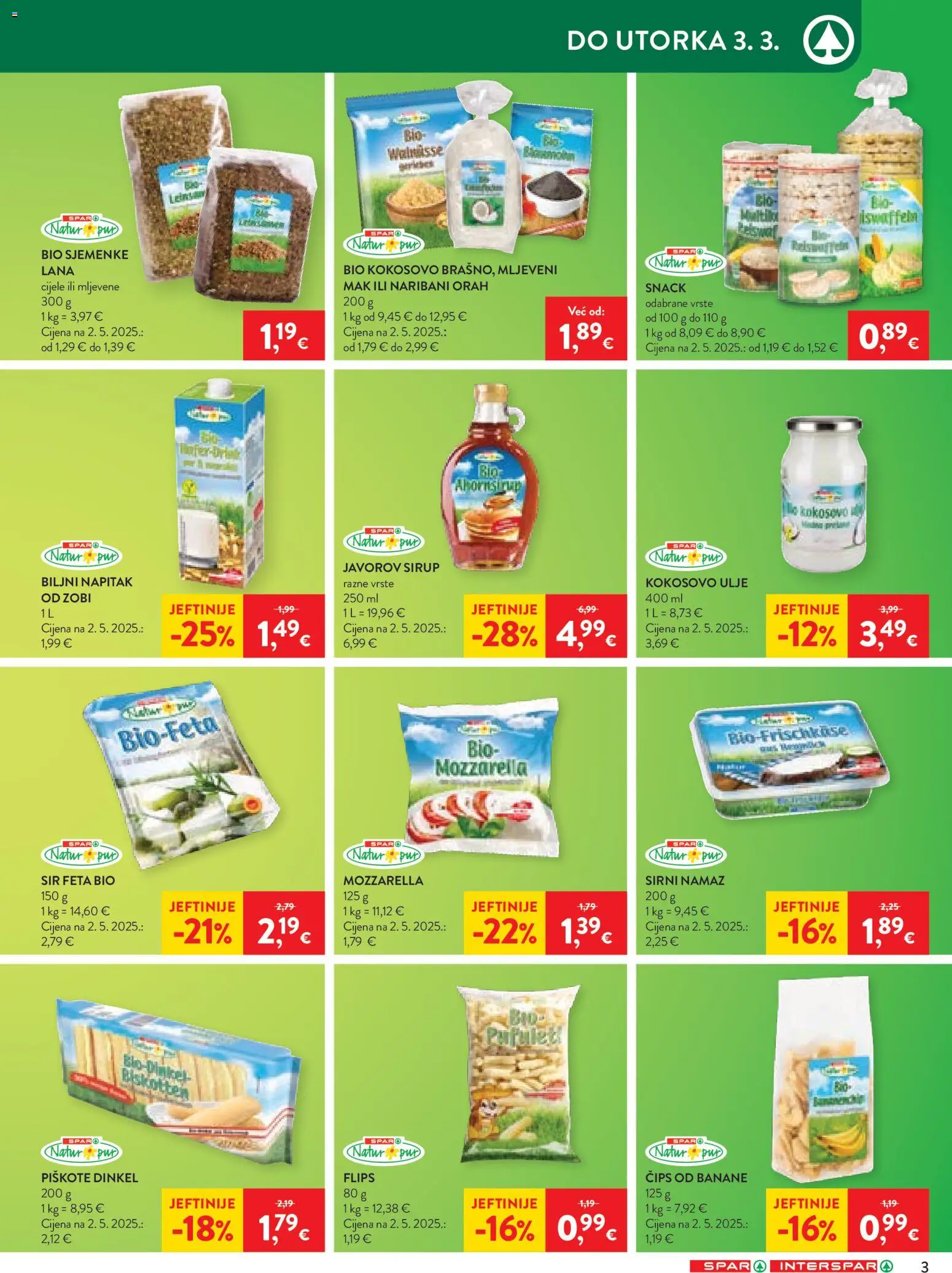 Spar katalog | vrijedi od 25.02.2026 | Stranica: 3 | Proizvodi: Ulje, Sjemenke, Sirup, Namaz