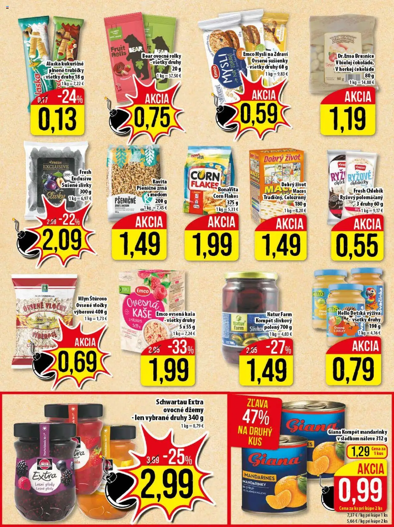 Nové Klas akcie – leták je platný od 06.10.2025 | Strana: 15 | Produkty: Mandarinky, Vločky, Slivky, Sušené slivky