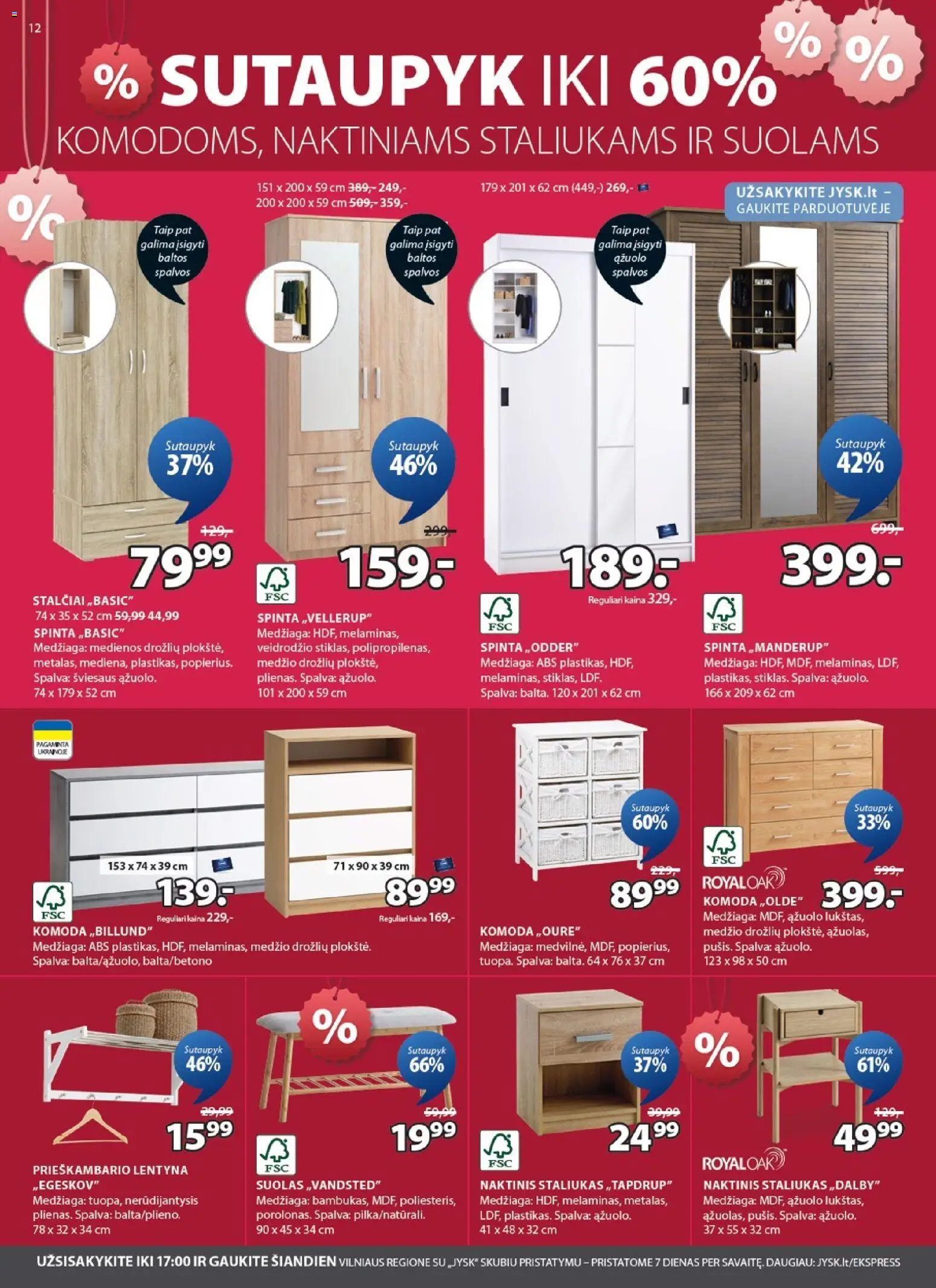 JYSK akcijos nuo 26.12.2025 | Puslapis: 12 | Prekių: Spinta, Komoda, Naktinis staliukas, Lentyna