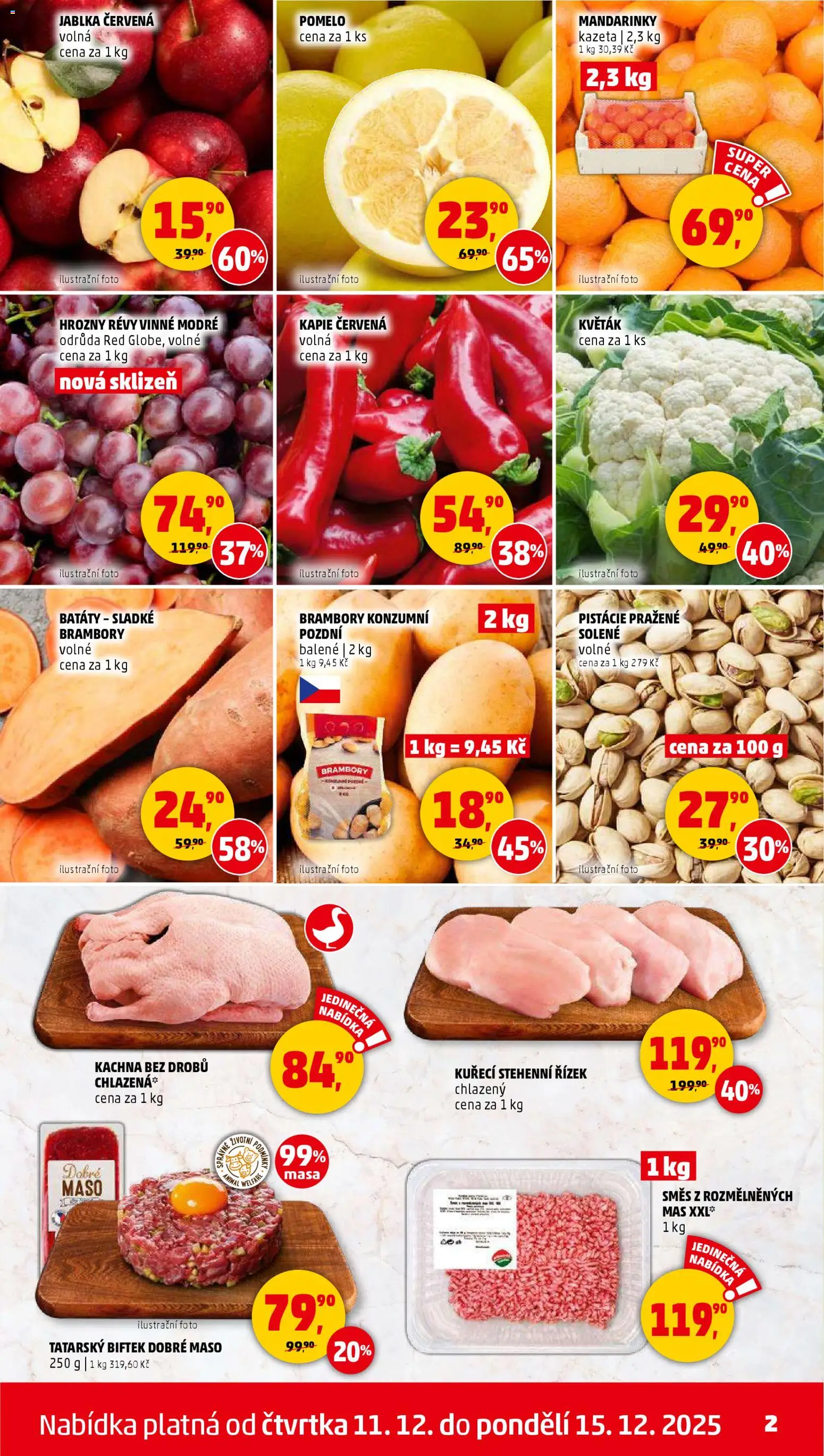 Penny Market leták - Čtvrtečník od 11.12.2025 | Strana: 2 | Produkty: Jablka, Květák, Mandarinky, Tatarský biftek