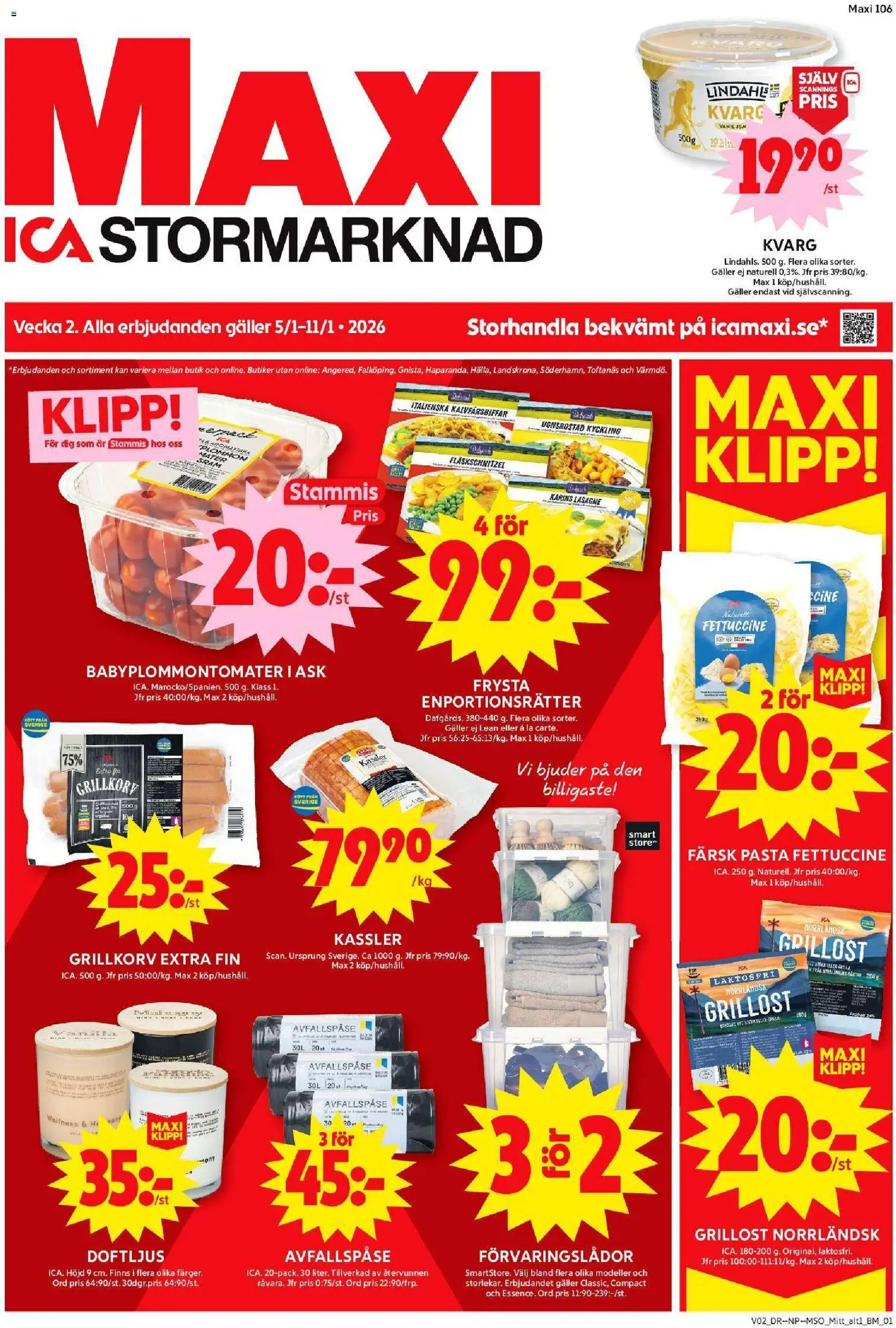 ICA Maxi reklamblad aktuell från 05.01.2026 | Sida: 1 | Produkter: Grill, Grillost, Galler, Grillkorv