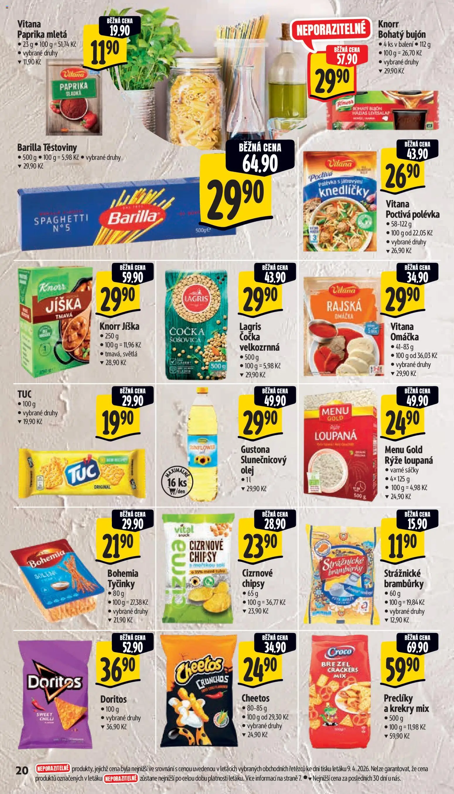 Albert leták - Supermarket od 15.04.2026 | Strana: 28 | Produkty: Čočka, Těstoviny, Knorr, Krekry