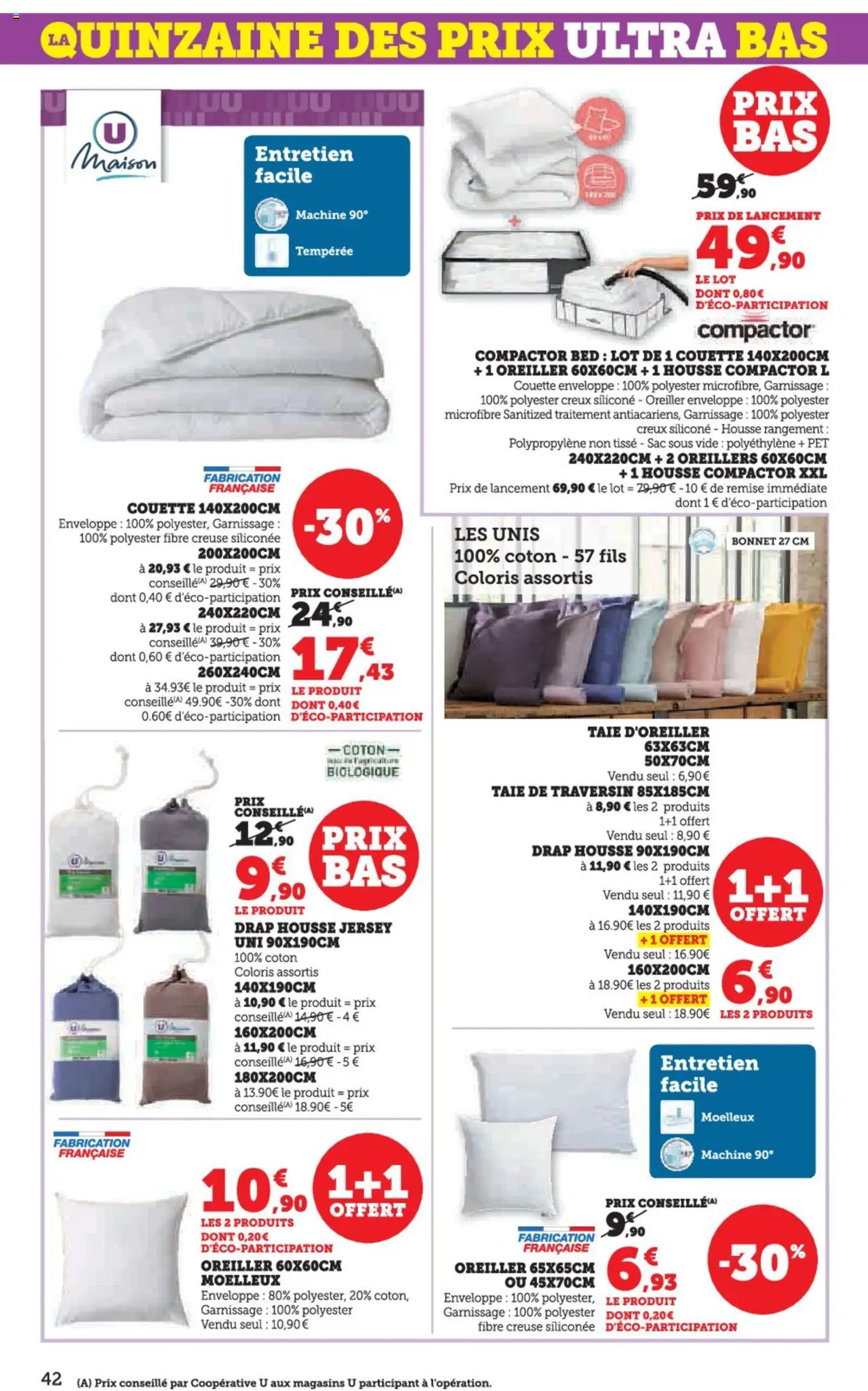  | Page: 42 | Produits: Bonnet, Sac, Oreiller, Couette