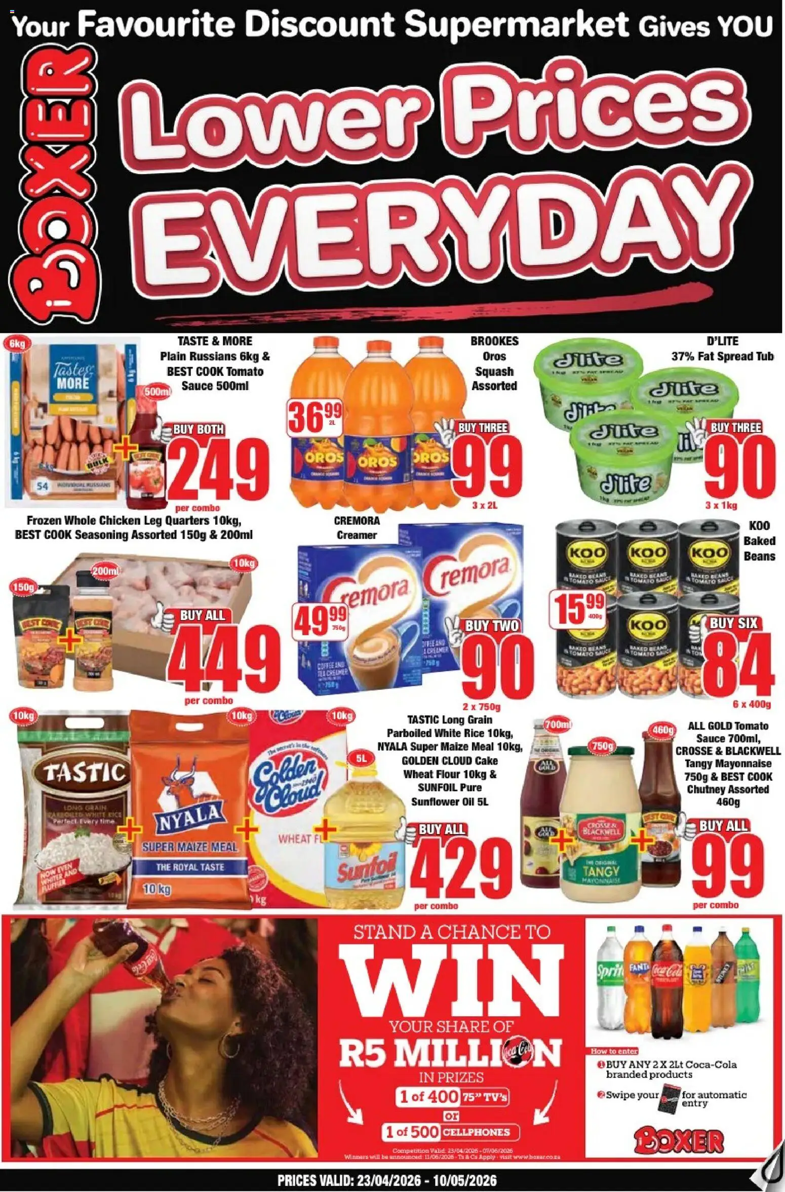 New Boxer catalogue – valid from 23.04.2026 | Page: 1 | Products: Cake, Oil, Rice, Tomato sauce