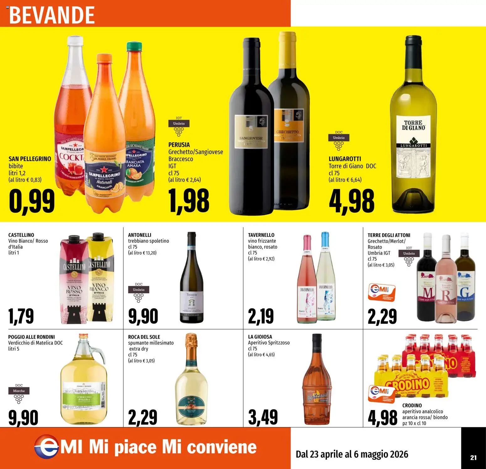 Volantino EMI del 23.04.2026 | Pagina: 21 | Prodotti: Vino, Spumante, Bibite, Aperitivo