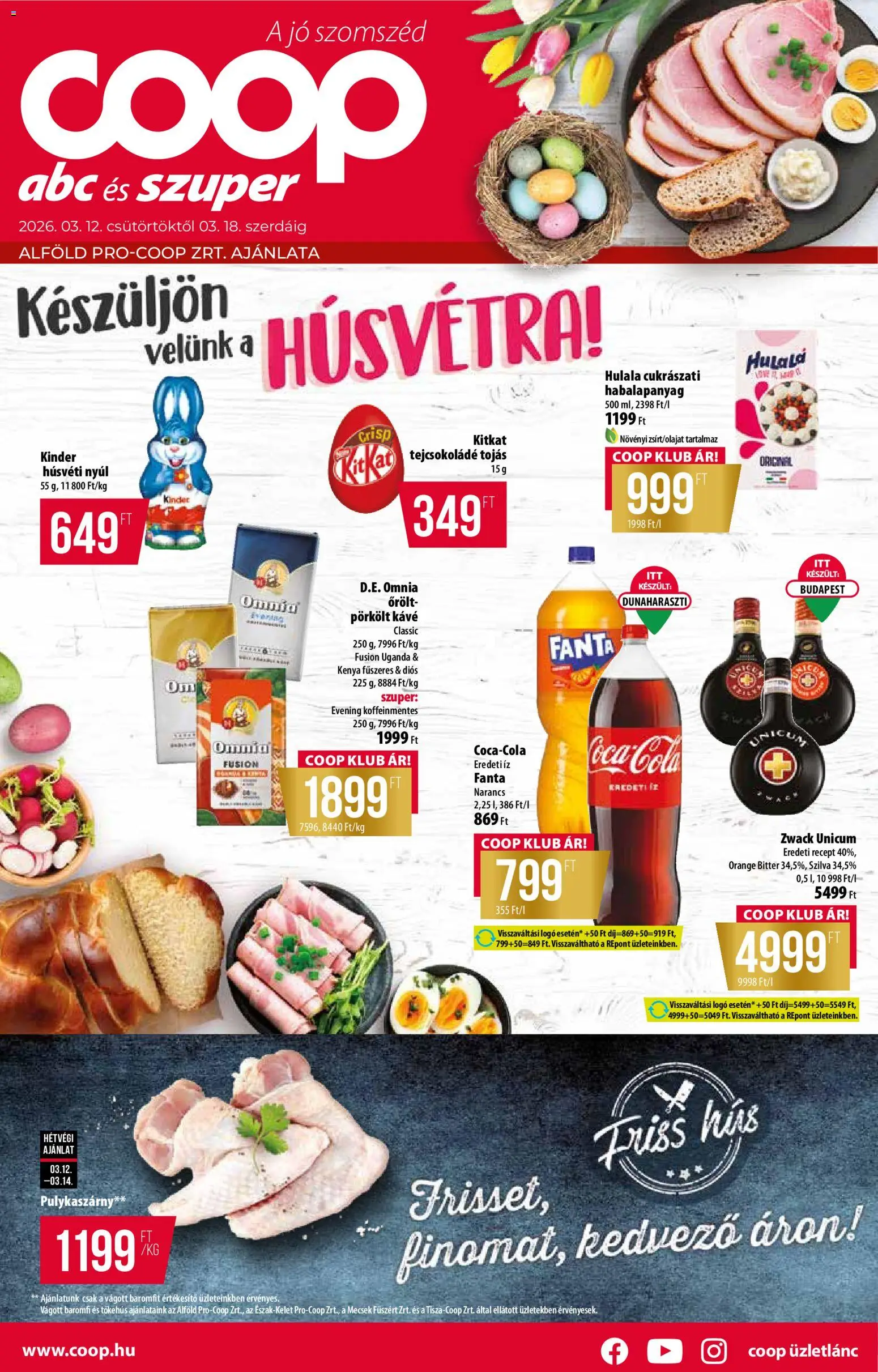 COOP akciós ujság - amely érvényes a következő dátumtól: 12.03.2026 | Oldal: 1 | Termékek: Fanta, Tojás, Kávé, Narancs