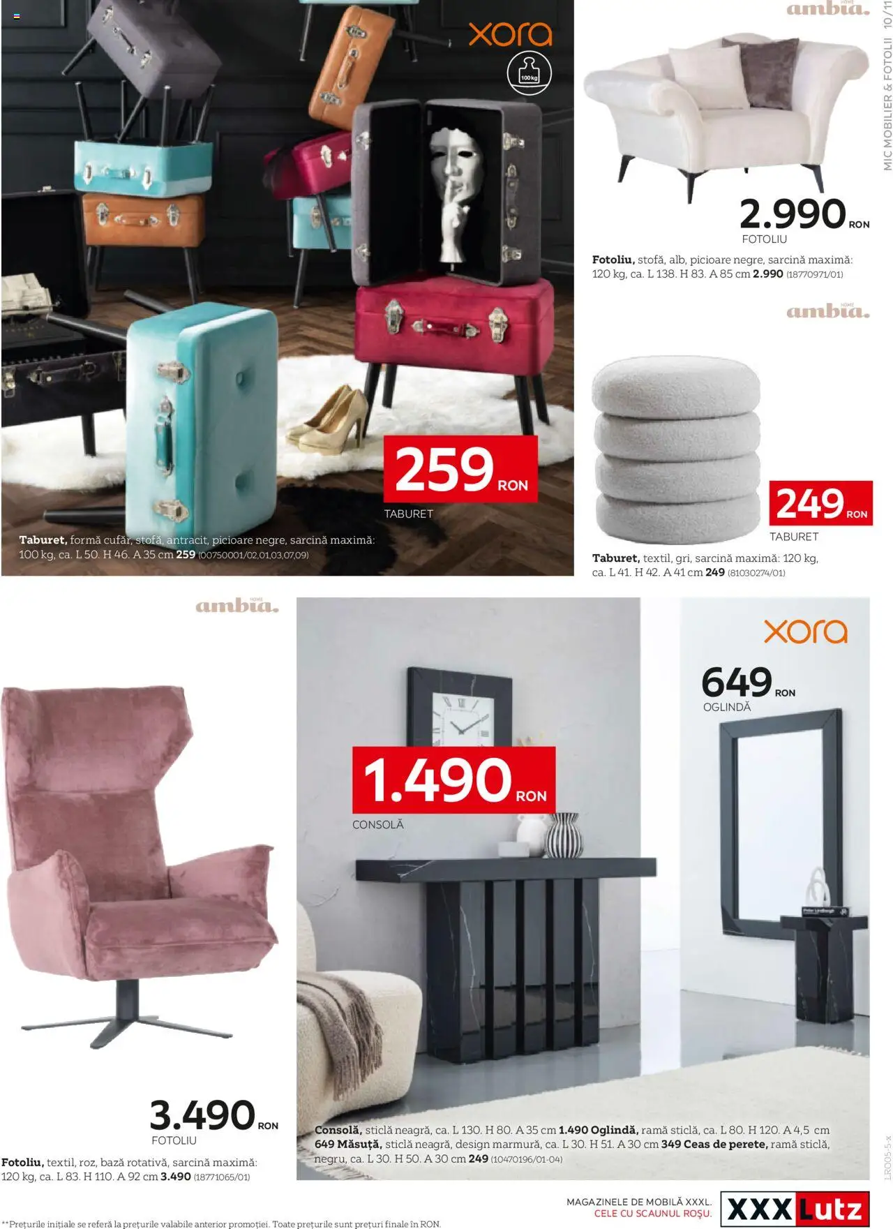 Noul catalog XXXLutz – valabil de la 05.05.2025 | Pagină: 11 | Produse: Ceas, Fotoliu, Oglindă, Taburet