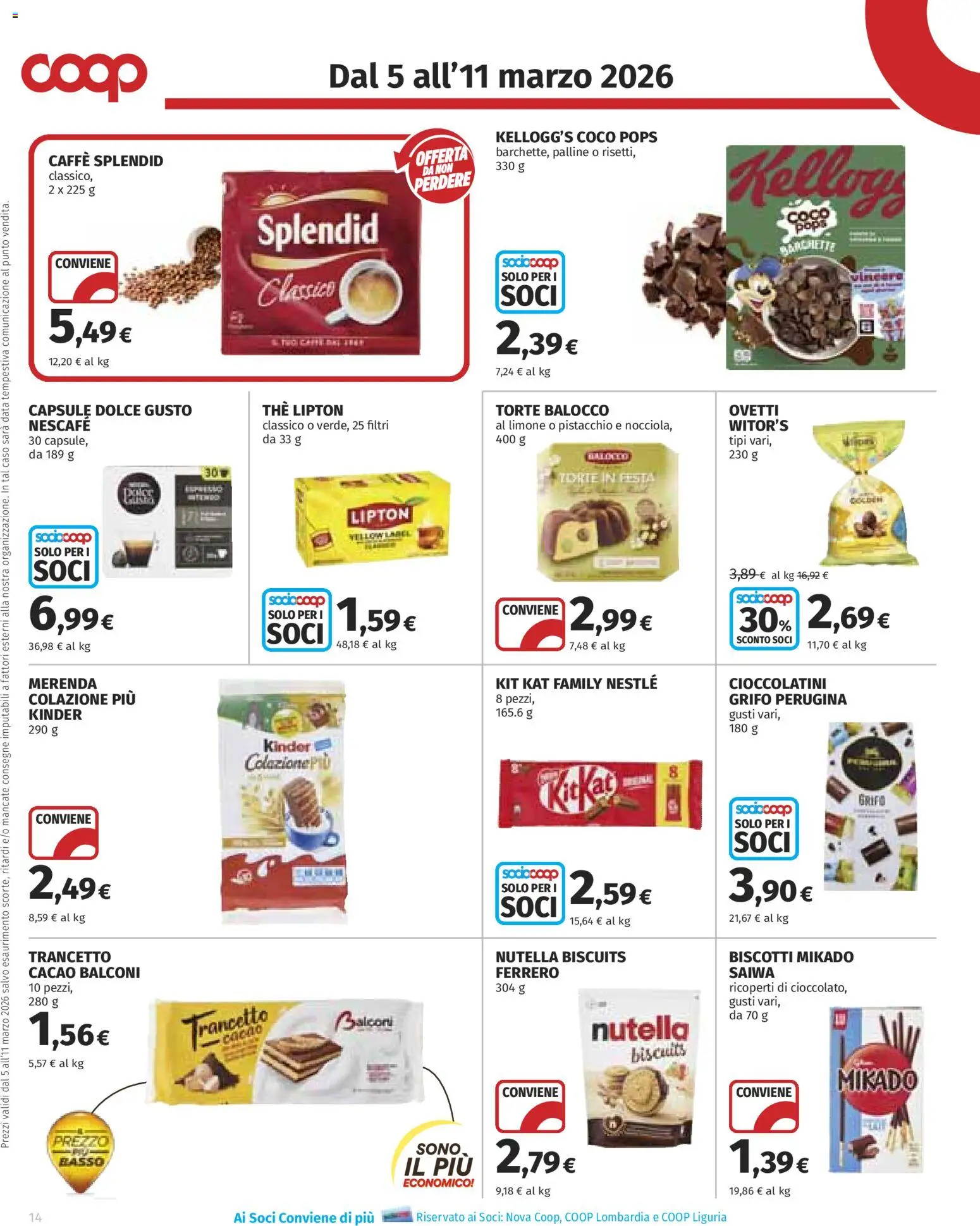 Volantino COOP del 05.03.2026 | Pagina: 14 | Prodotti: Biscotti, Nutella, Data, The
