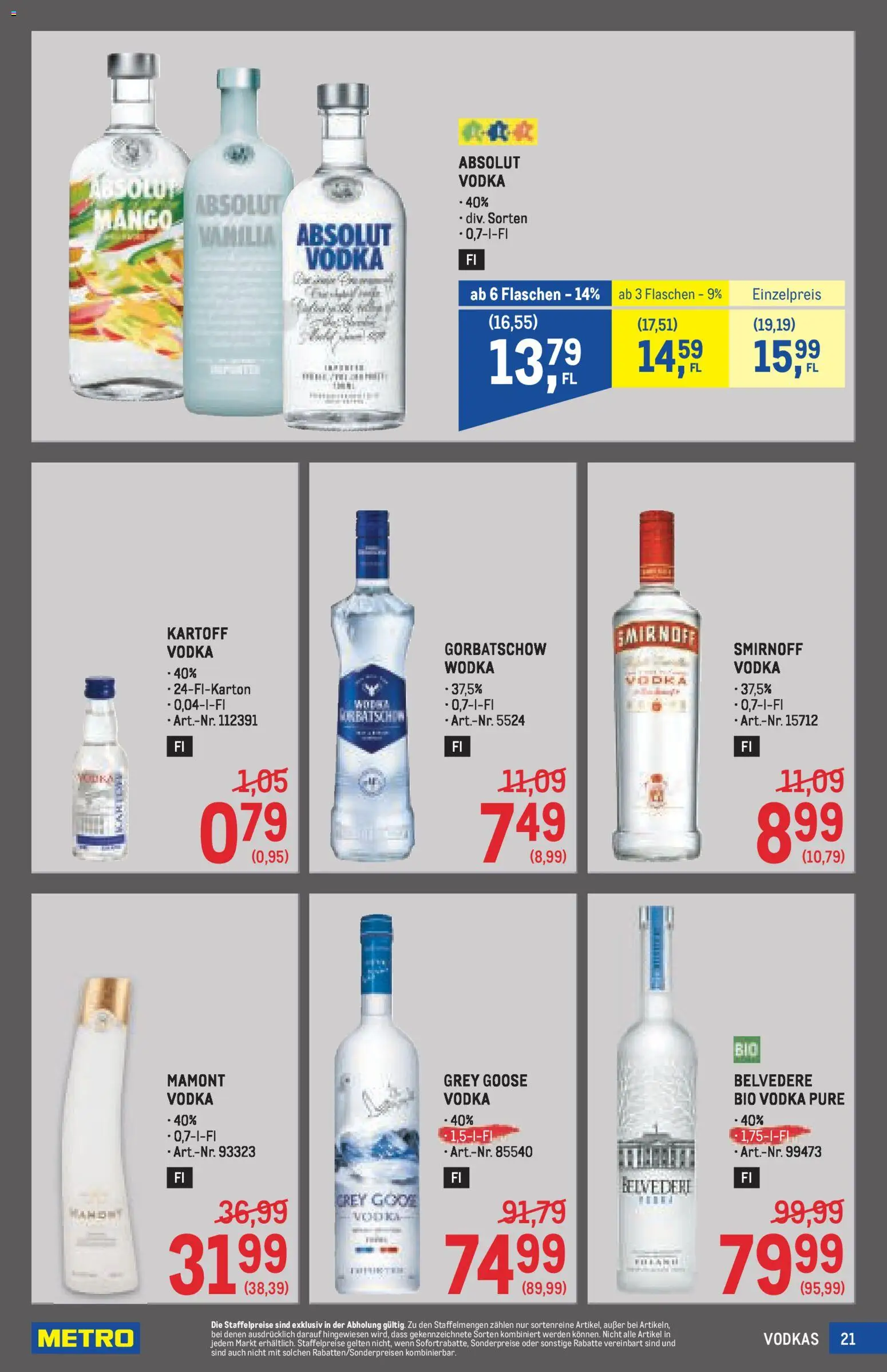 Metro angebote Getränke Spezial gültig ab 30.04.2026 | Seite: 21 | Produkte: Wodka, Mango