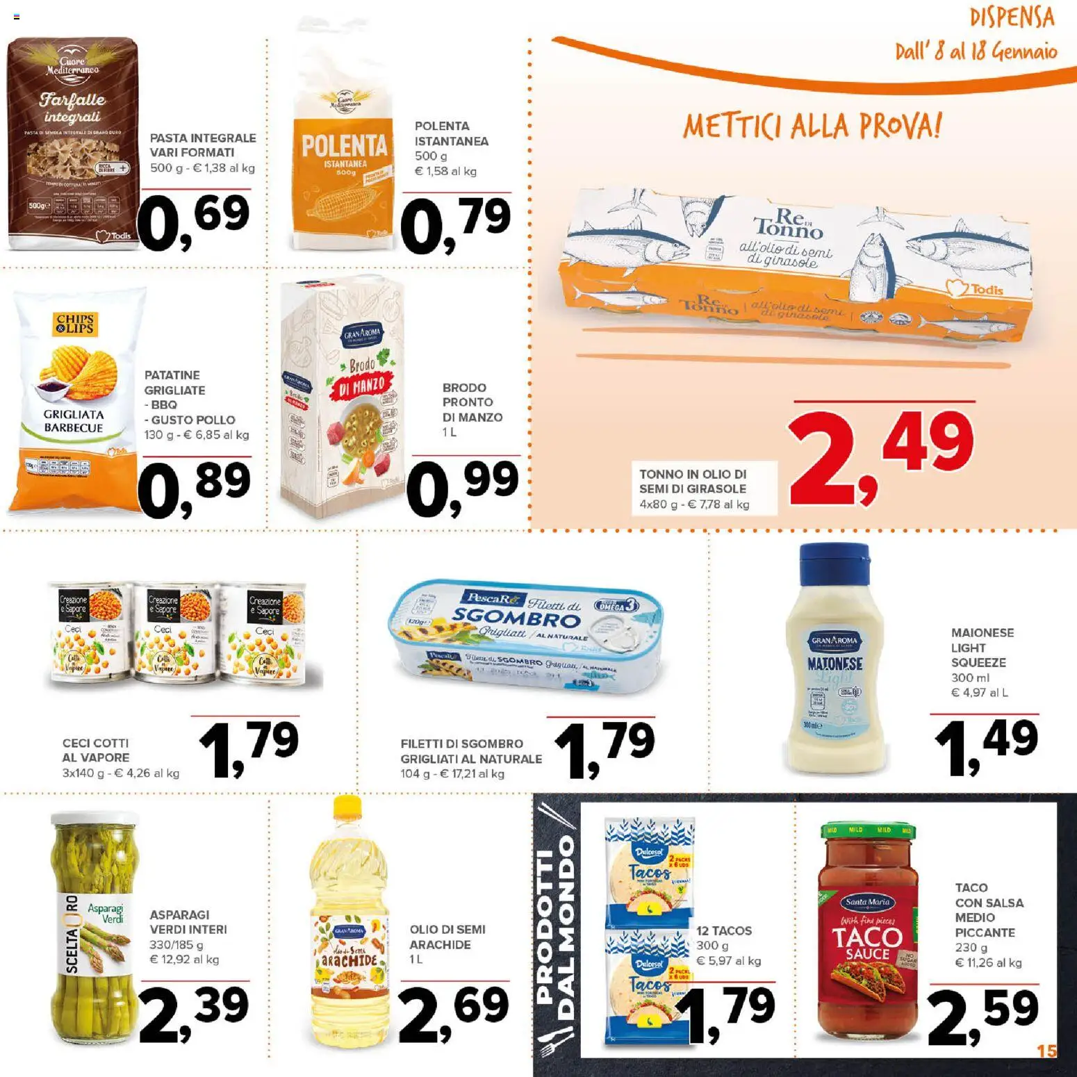 Volantino Todis del 08.01.2026 | Pagina: 15 | Prodotti: Manzo, Salsa, Asparagi, Olio di semi di girasole