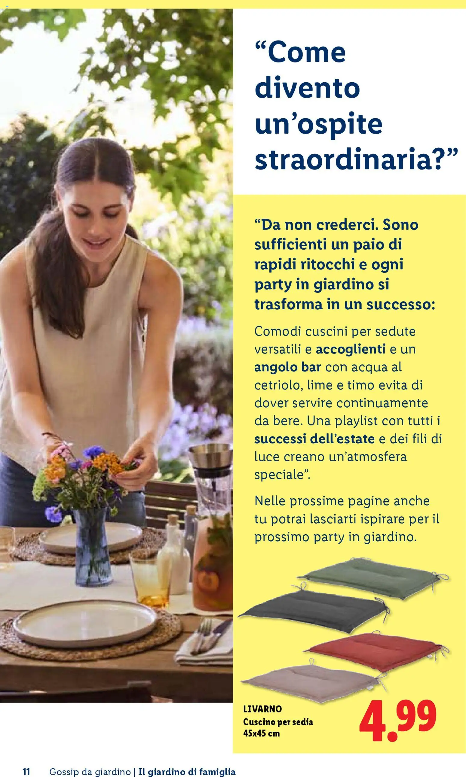 Volantino Lidl del 23.04.2026 | Pagina: 11 | Prodotti: Acqua, Lime, Cuscino, Sedia