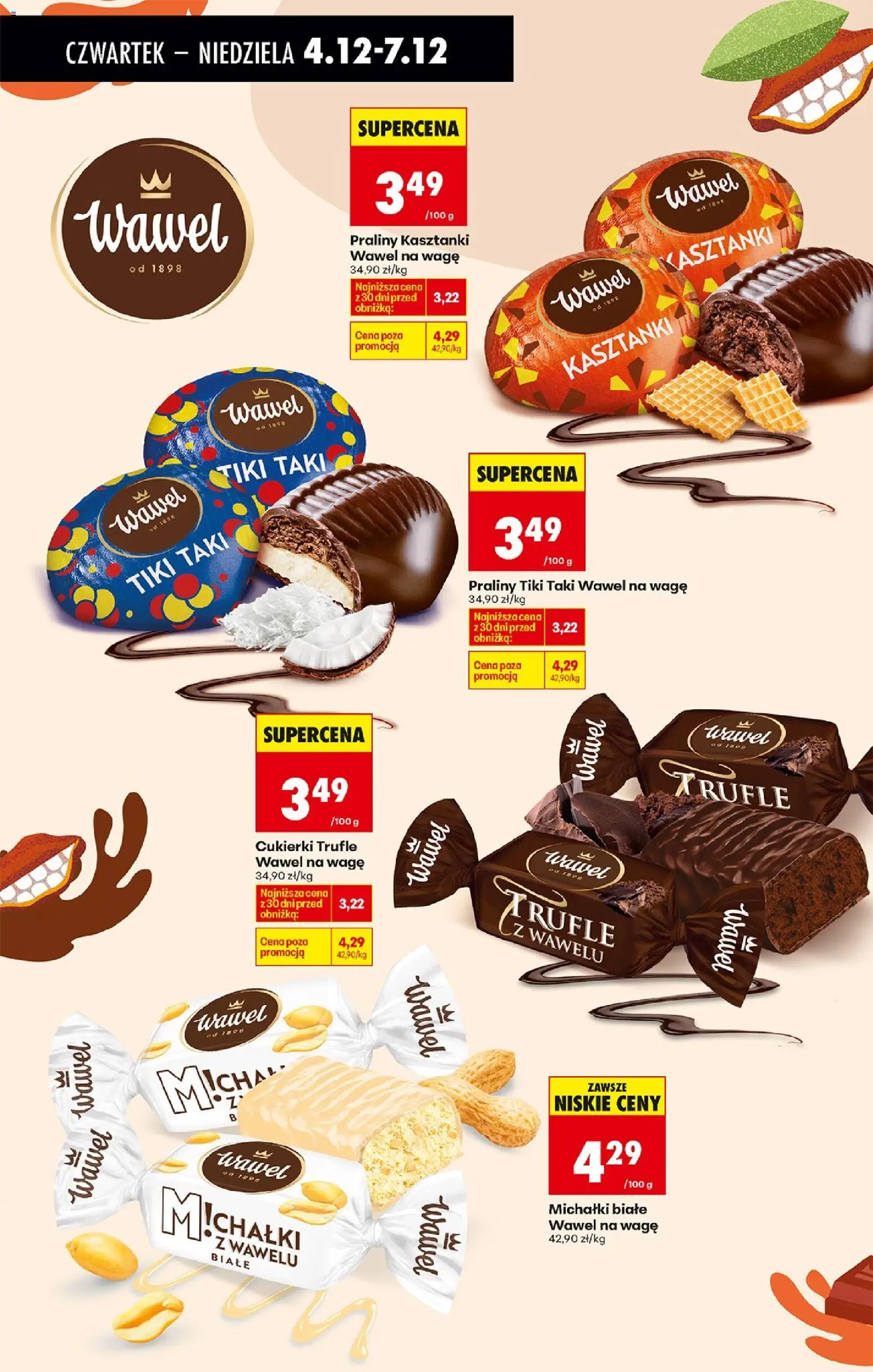 Biedronka gazetka - Oferta w tym tygodniu od 04.12.2025 | Strona: 65 | Produkty: Cukierki trufle, Michałki białe, Praliny, Cukierki