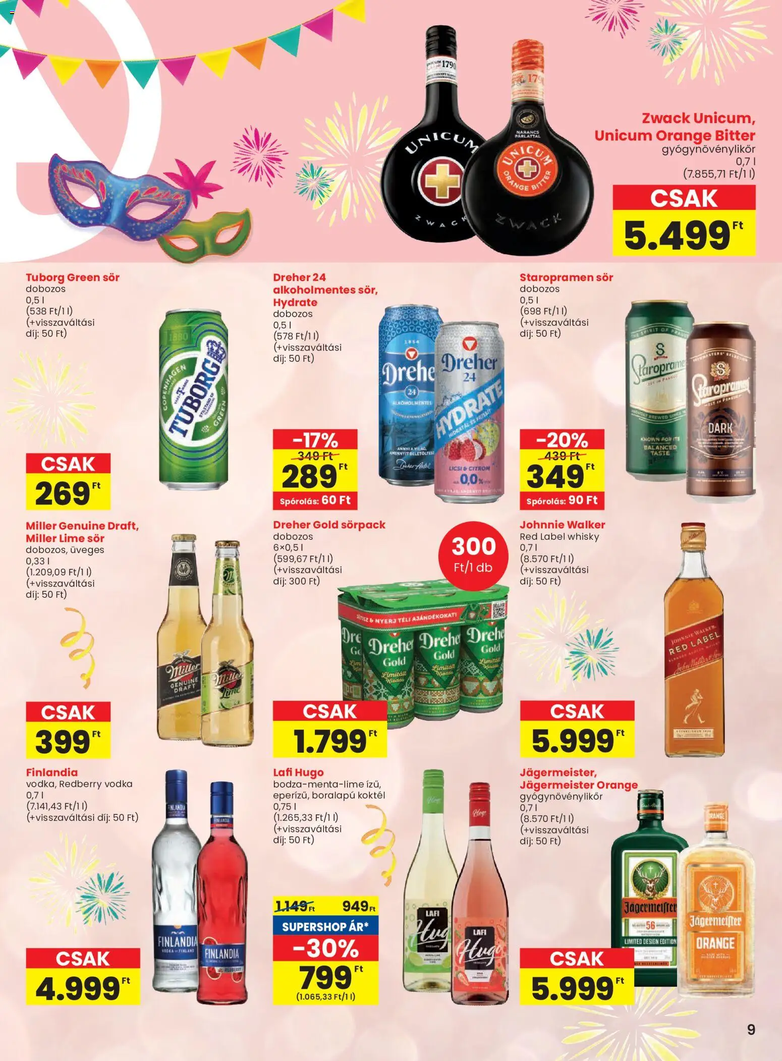 Spar akciós ujság - amely érvényes a következő dátumtól: 23.12.2025 | Oldal: 9 | Termékek: Lime, Jägermeister, Sör, Whisky