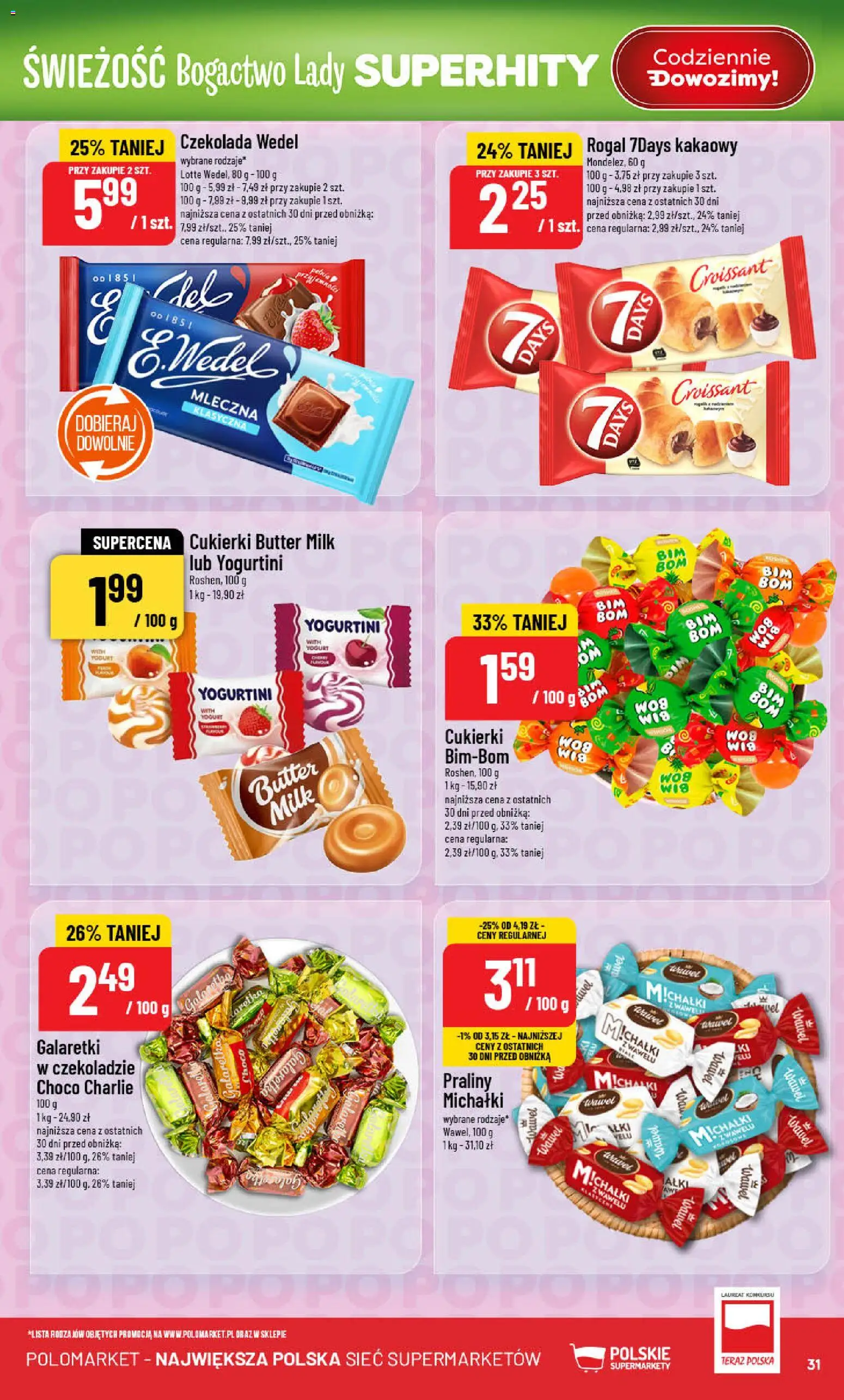 POLOmarket Gazetka od 18.02.2026 | Strona: 31 | Produkty: Galaretki, Praliny, Czekolada, Cukierki