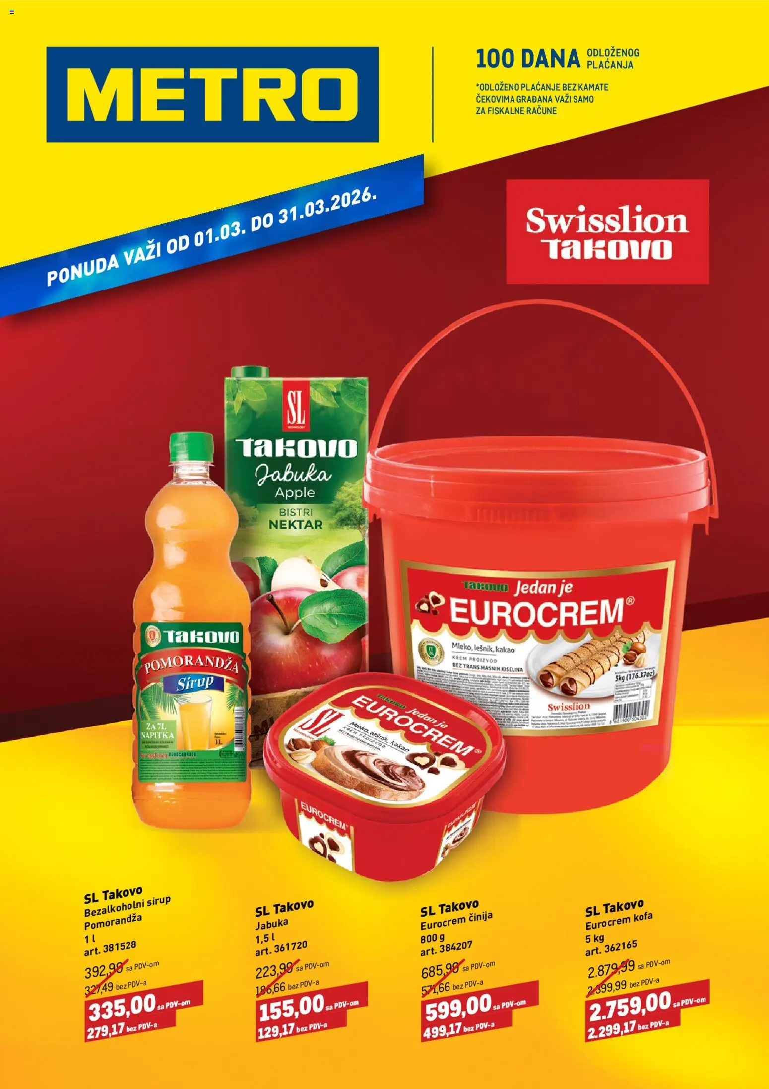 Metro katalog - važi od 01.03.2026 | Strana: 1 | Proizvode: Eurocrem, Nektar, Pomorandza, Sirup
