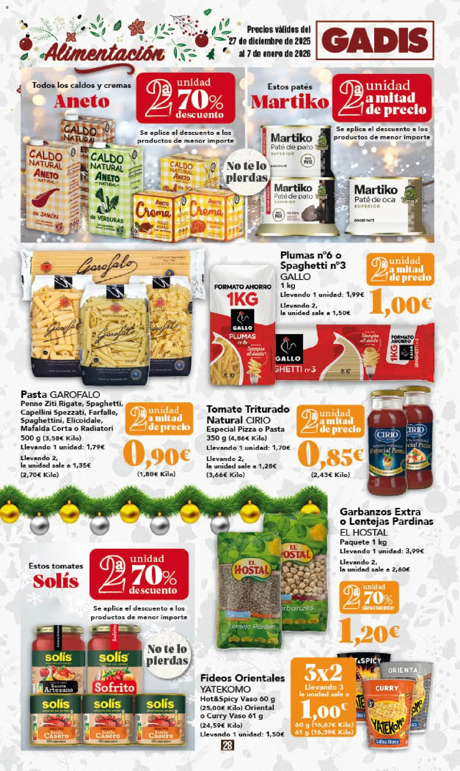 Gadis - folleto │ válido desde el 27.12.2025 | Página: 28 | Productos: Tomates, Paté, Fideos, Tomate triturado