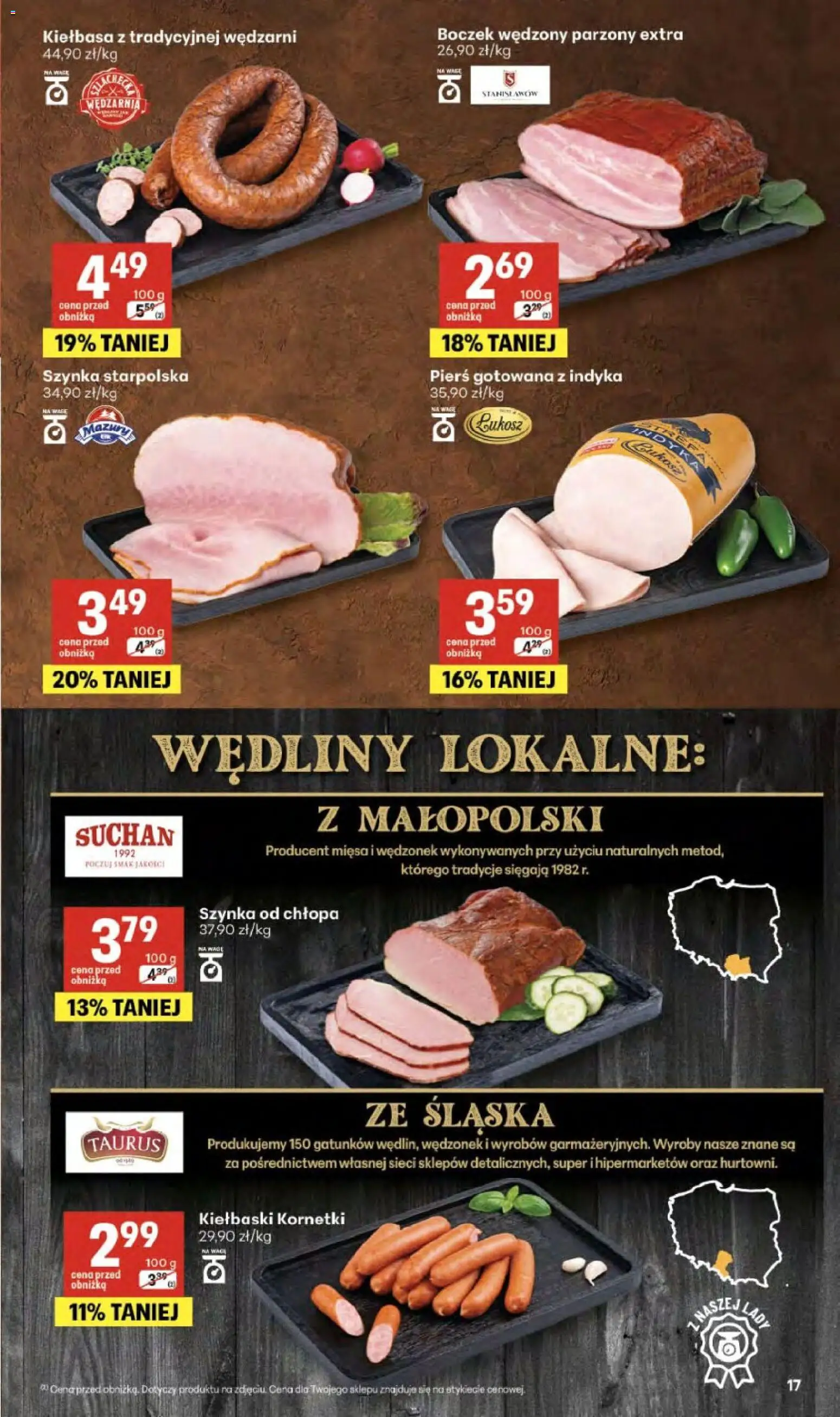 Delikatesy Centrum gazetka od 23.04.2026 | Strona: 17 | Produkty: Kiełbasa, Boczek wędzony parzony, Kiełbaski, Szynka