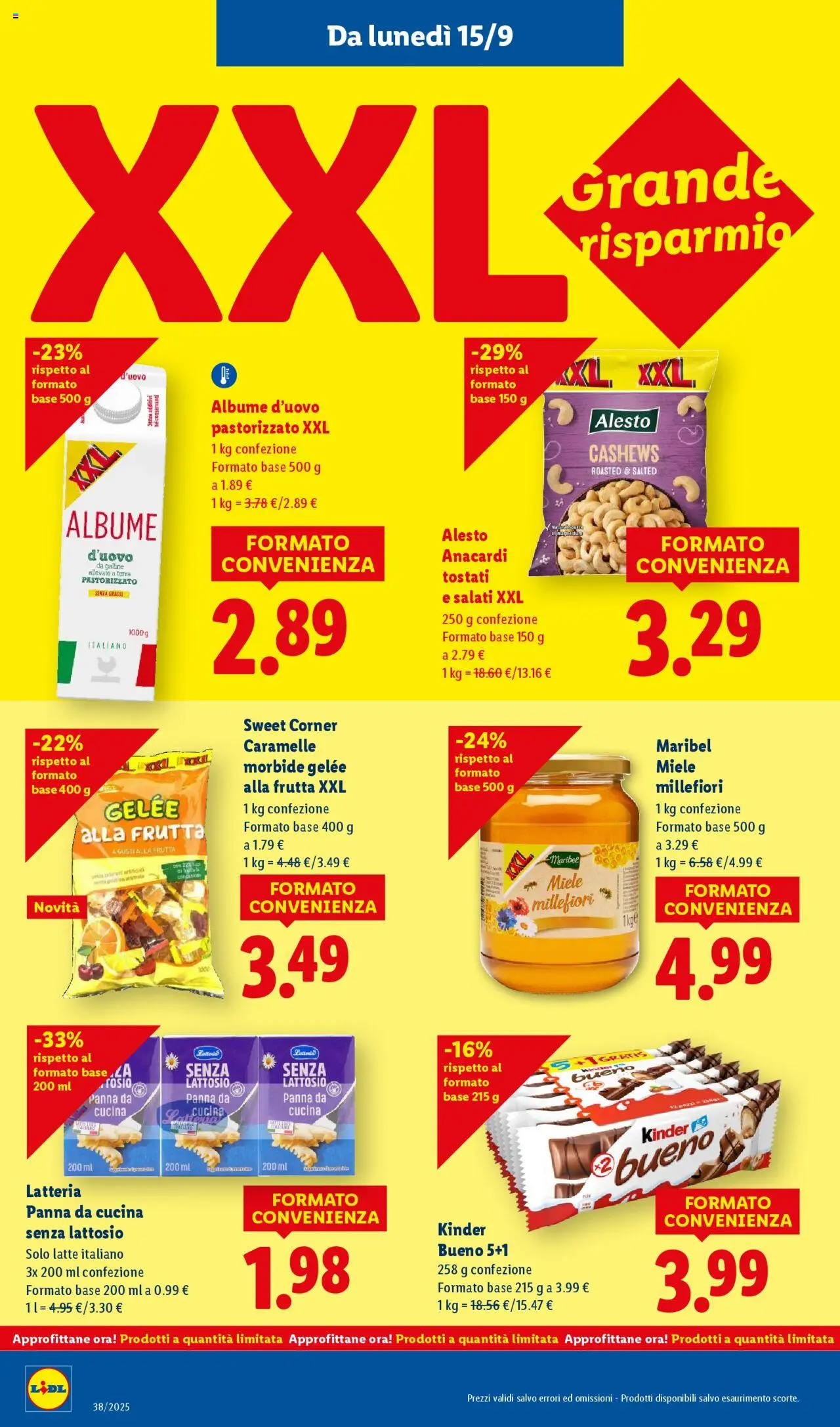 Volantino Lidl del 15.09.2025 | Pagina: 12 | Prodotti: Caramelle, Panna, Anacardi, Miele