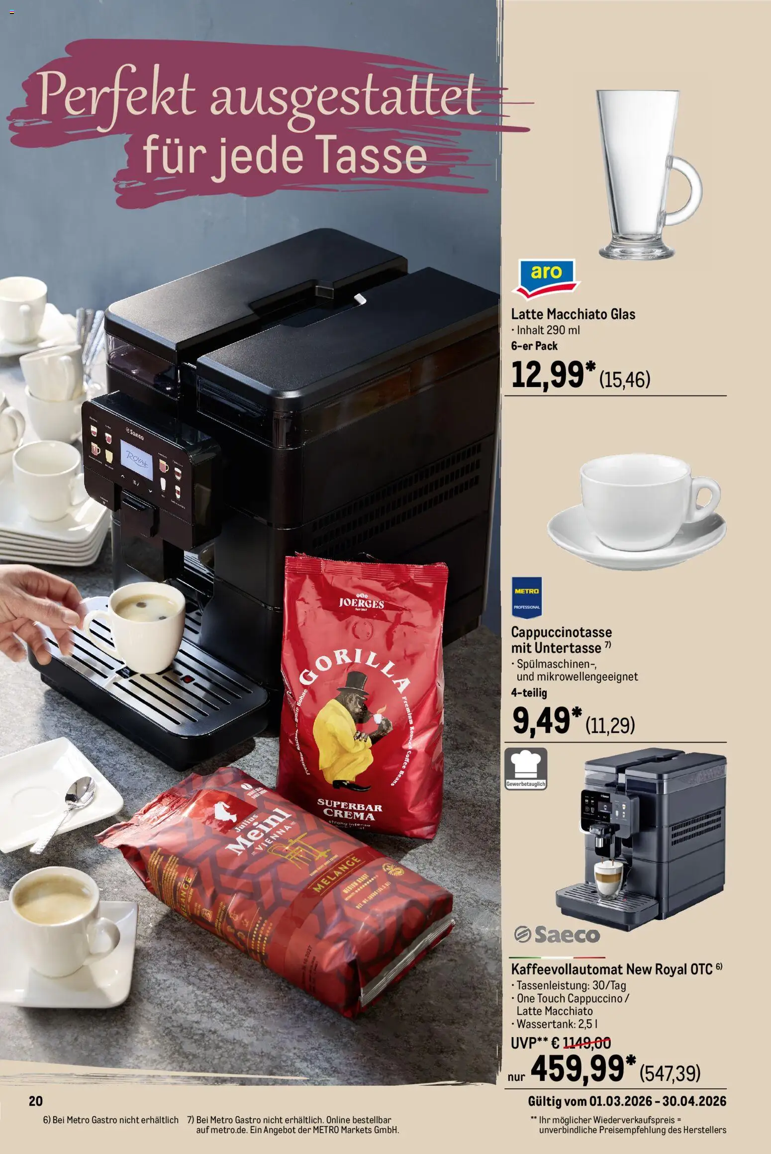 Metro Saisonkatalog Frühlings-Genuss – gültig ab 01.03.2026 | Seite: 20 | Produkte: Kaffeevollautomat
