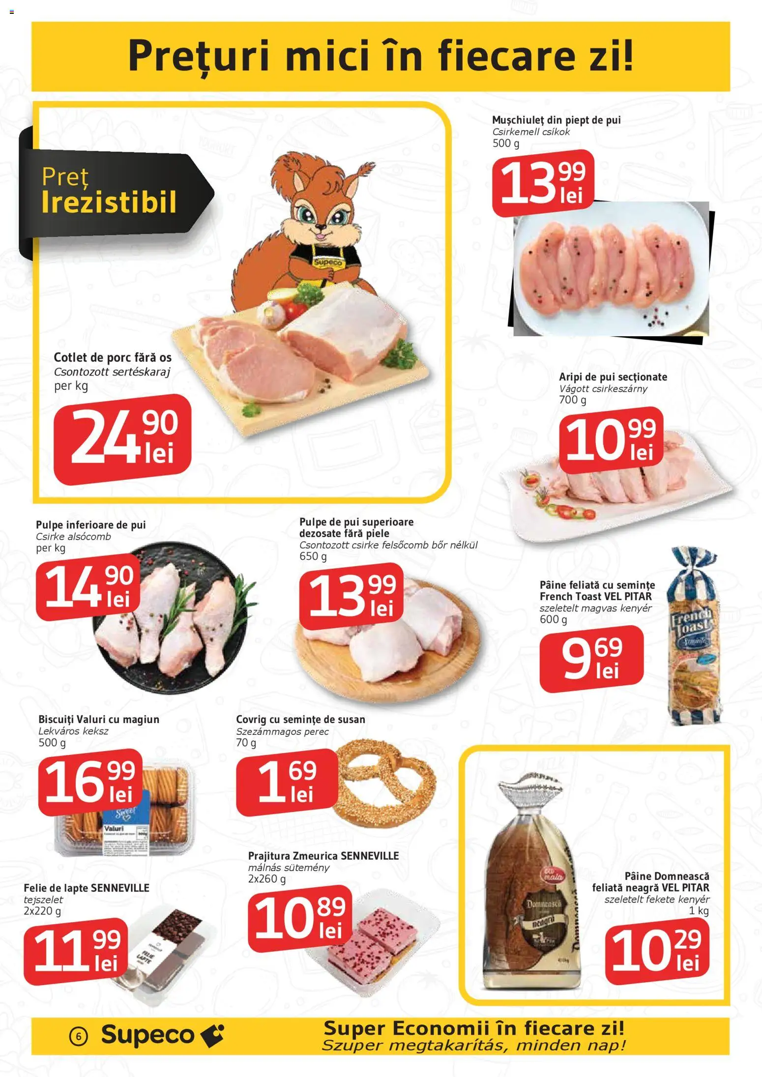 Noul catalog Supeco – valabil de la 19.03.2026 | Pagină: 6 | Produse: Hacıyatmaz Kedi Oyuncağı, Prăjitură, Pâine, Biscuiți