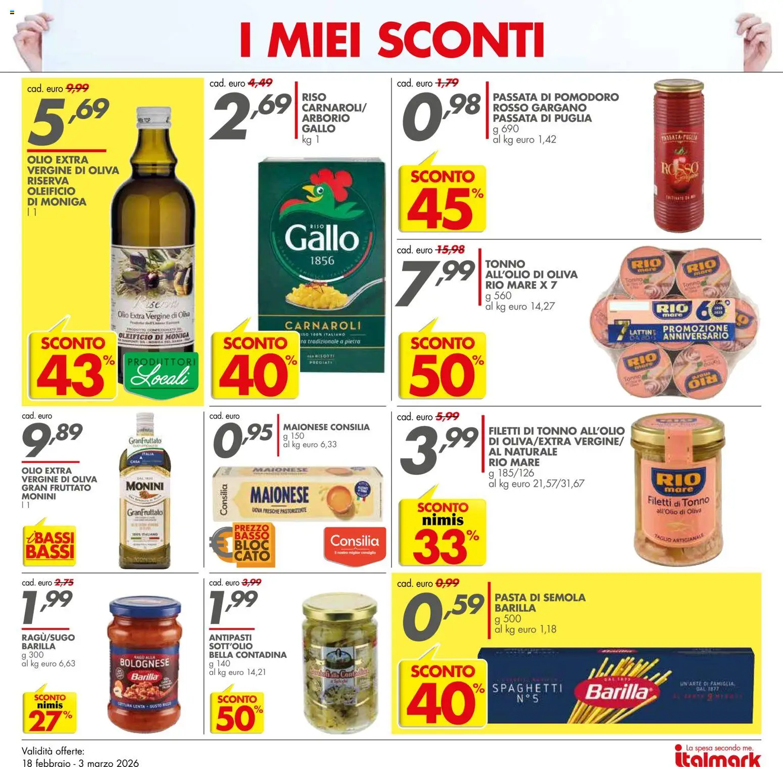 Volantino Italmark del 18.02.2026 | Pagina: 13 | Prodotti: Uova, Maionese, Olio, Pasta