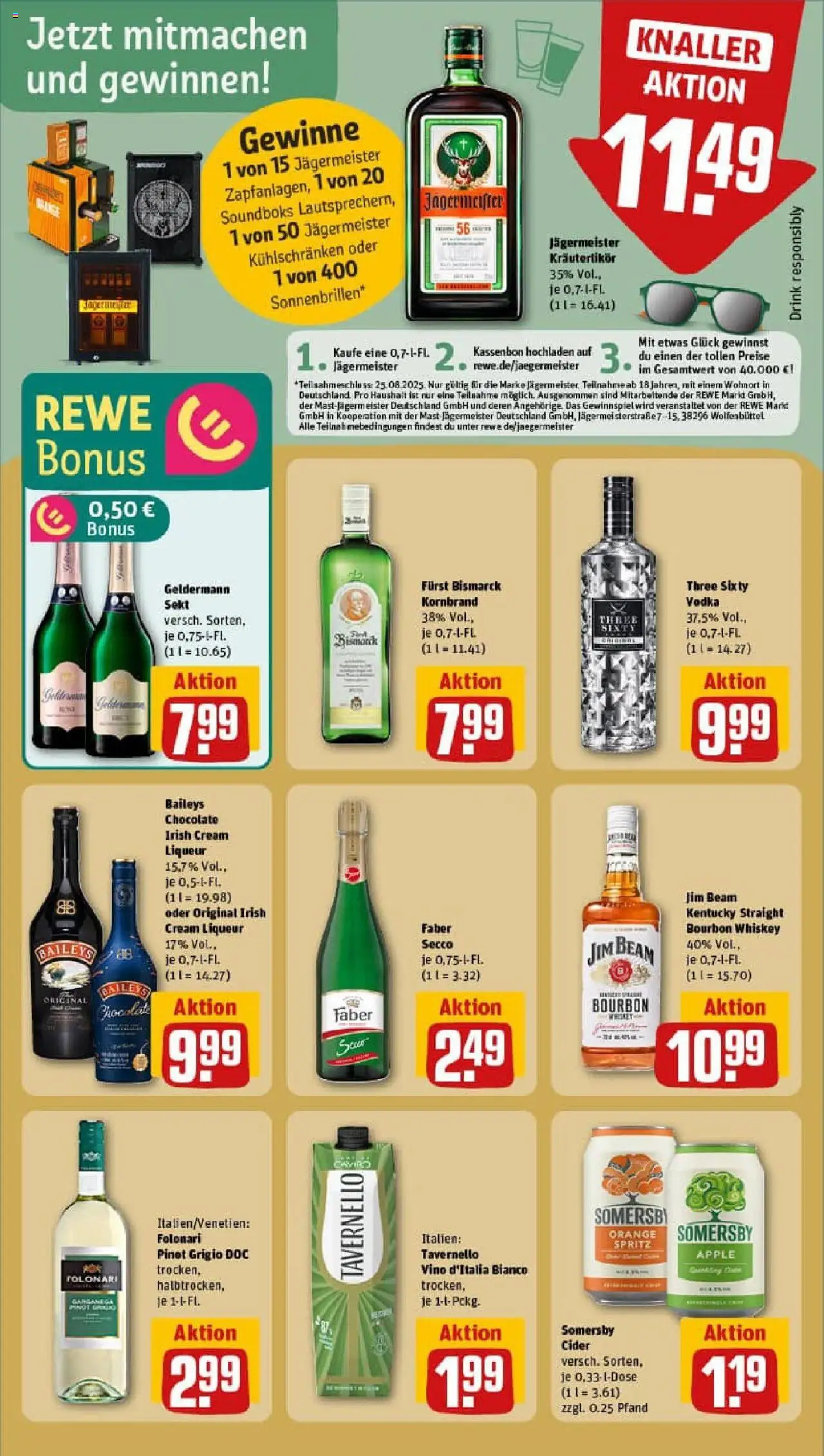 Rewe prospekt Langenhagen	 - gültig ab dem 11.08.2025 | Seite: 19 | Produkte: Jim beam, Apple, Jägermeister, Baileys