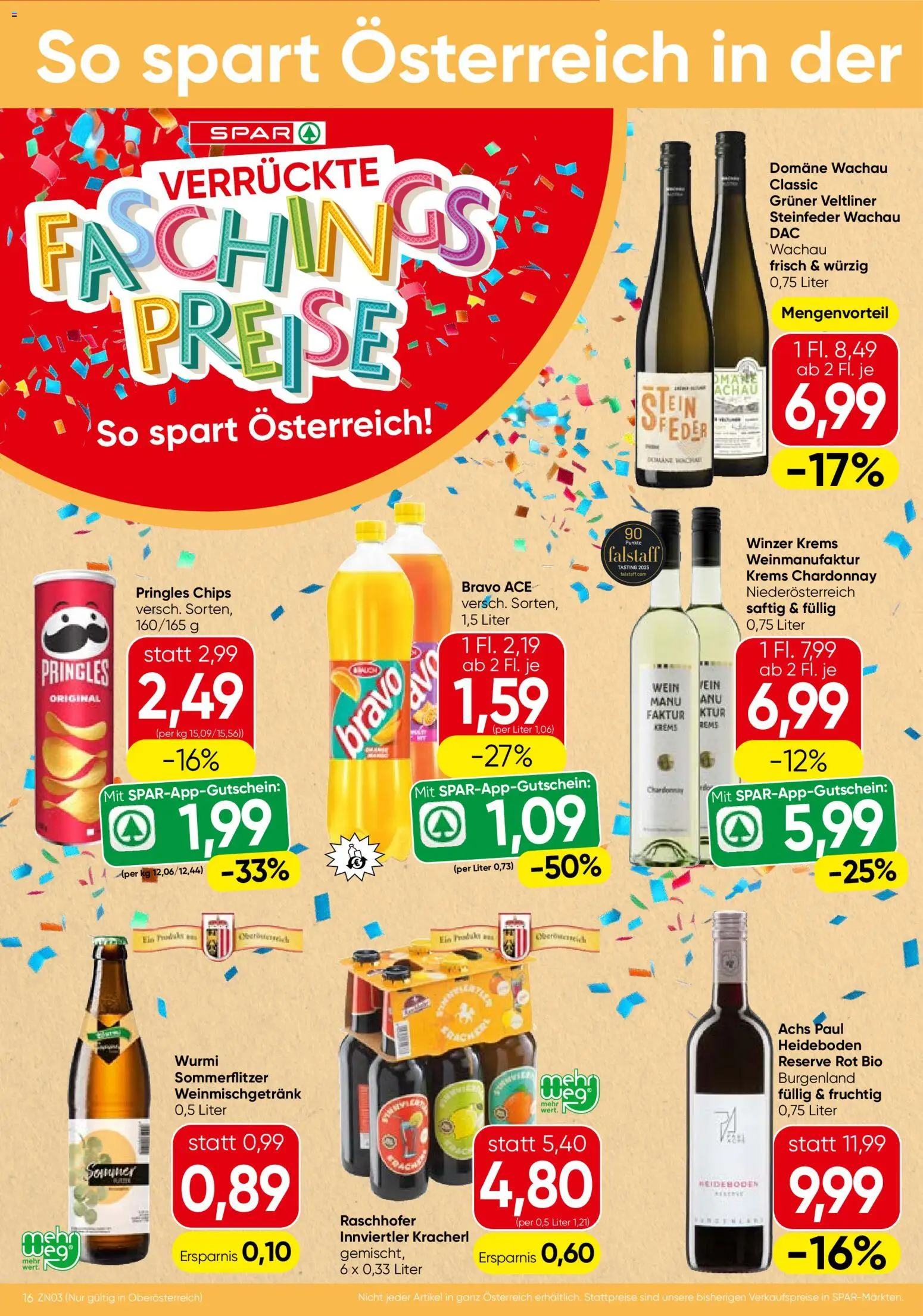 Spar Flugblatt - Oberösterreich gültig ab 29.01.2026 | Seite: 16 | Produkte: Chips, Wein