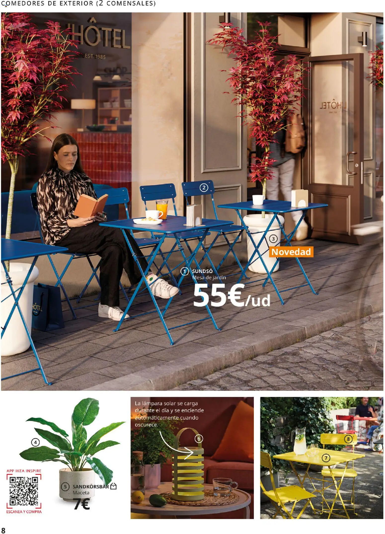 Catálogo IKEA Muebles de exterior │ válido desde el 17.12.2025 | Página: 8 | Productos: Mesa de jardín, Mesa, Maceta, Lámpara