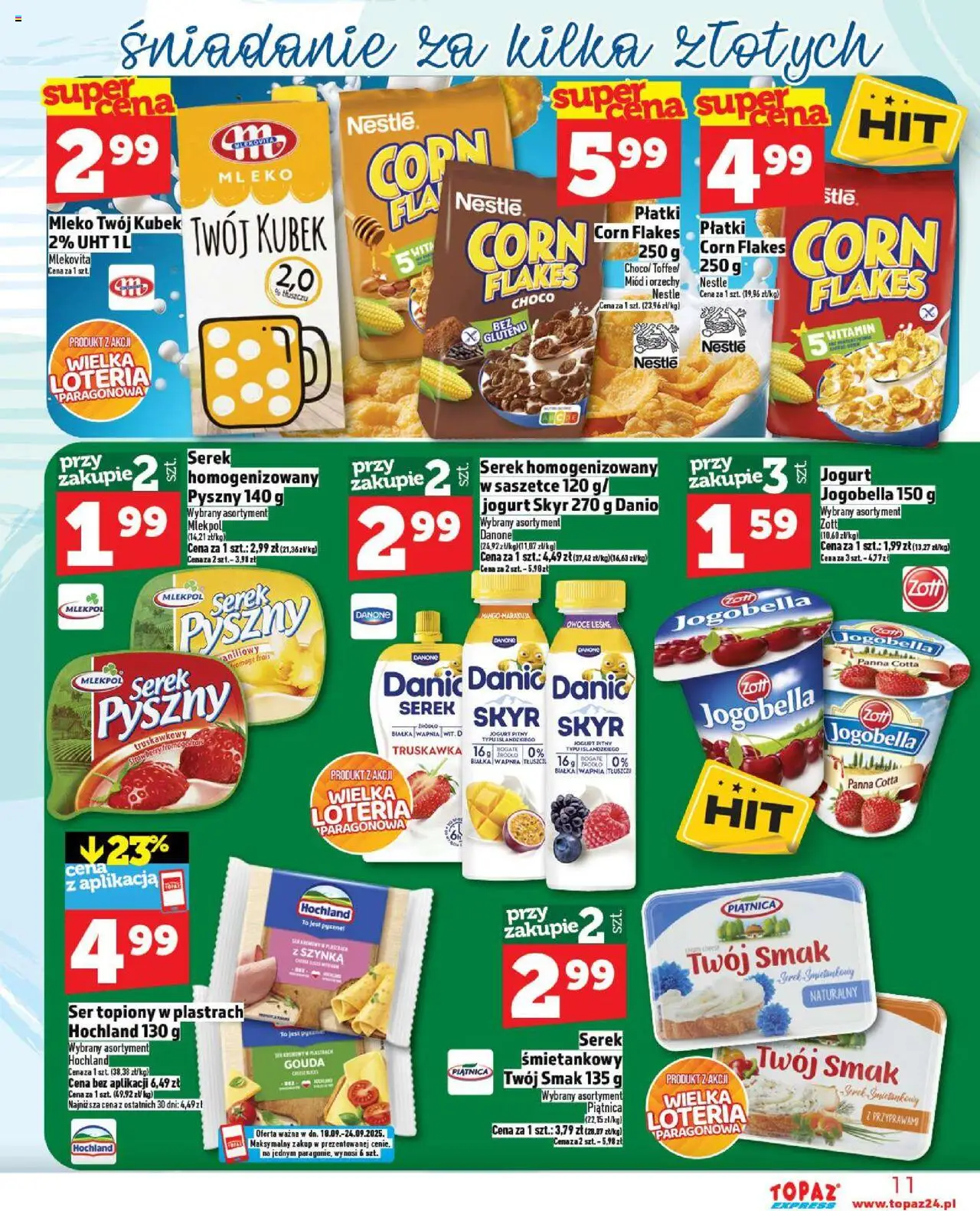 Topaz Gazetka - Express od 18.09.2025 | Strona: 11 | Produkty: Serek Twój Smak, Serek, Jogurt, Orzechy
