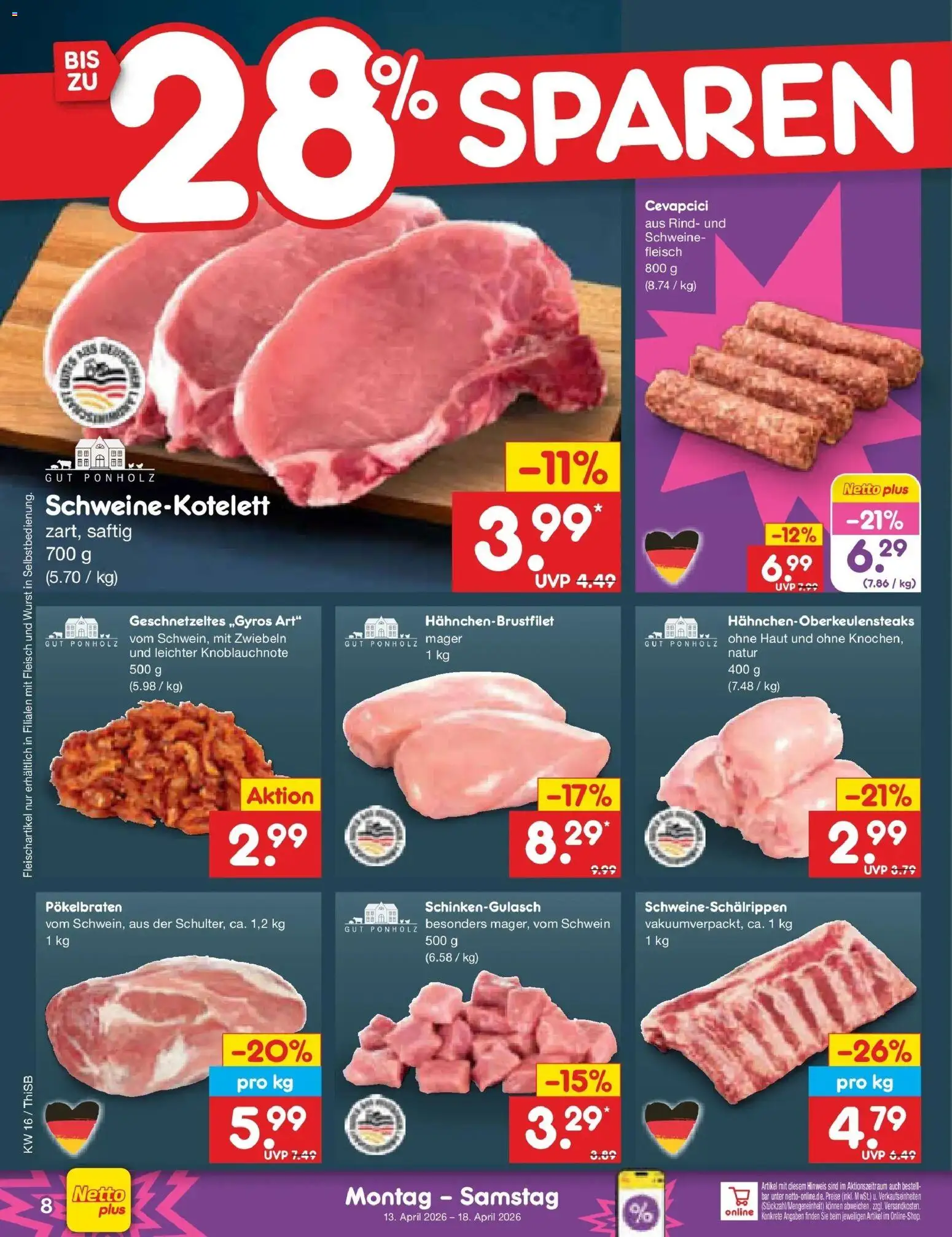 Netto Marken-Discount Prospekt Pirna	 – gültig ab 13.04.2026 | Seite: 10 | Produkte: Cevapcici, Zwiebeln, Wurst, Fleisch