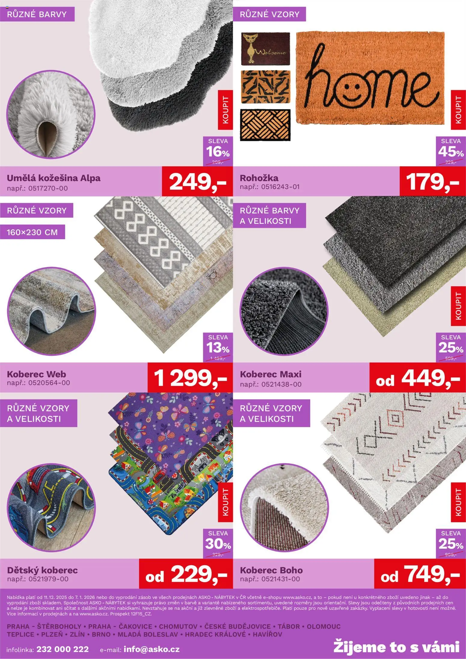 ASKO nábytek leták - Bytové doplňky za skvělé ceny od 11.12.2025 | Strana: 5 | Produkty: Dětský koberec, Nábytek, Koberec, Barvy