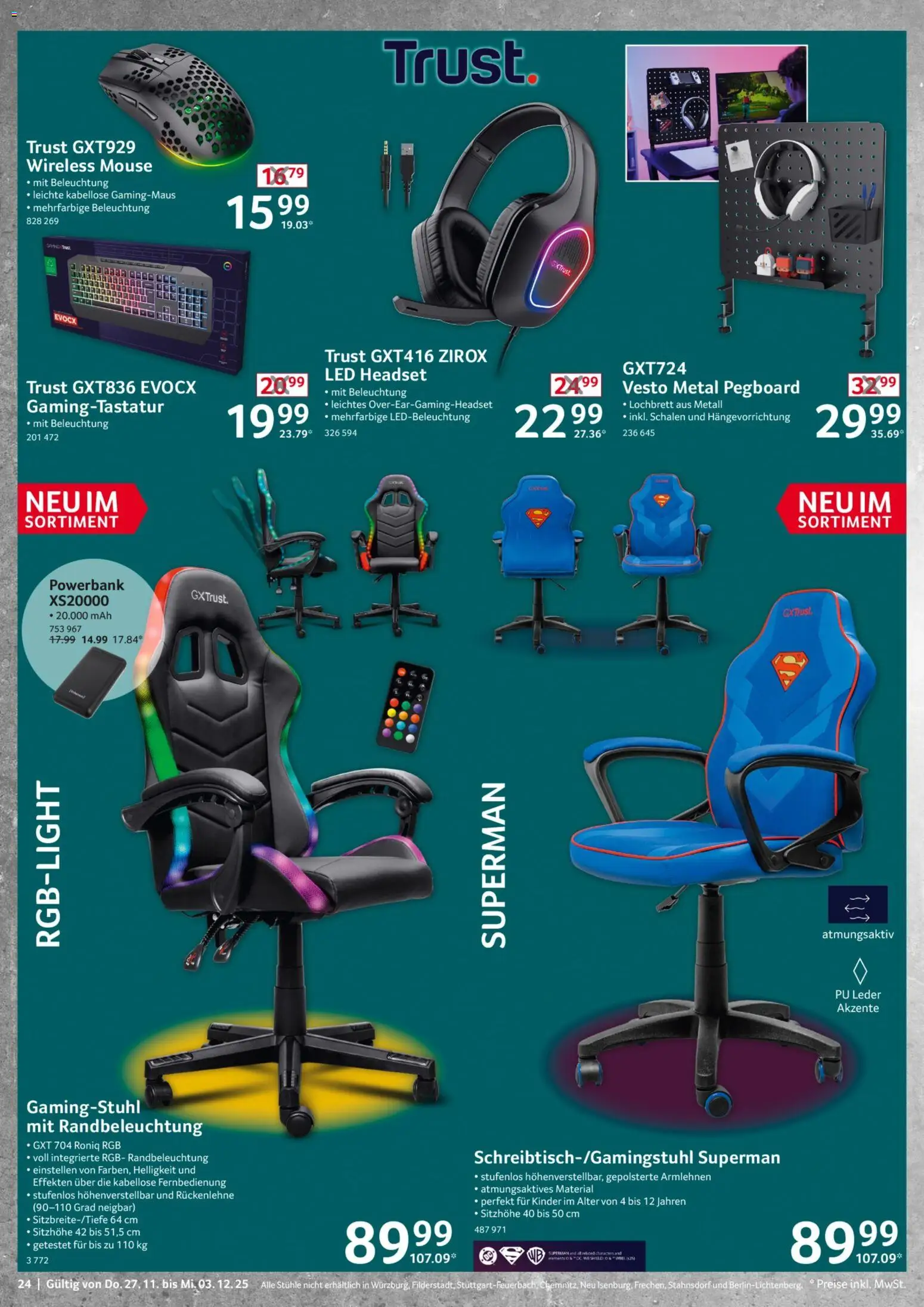 Selgros  Non Food – gültig ab 27.11.2025 | Seite: 24 | Produkte: Gamingstuhl, Headset, Powerbank