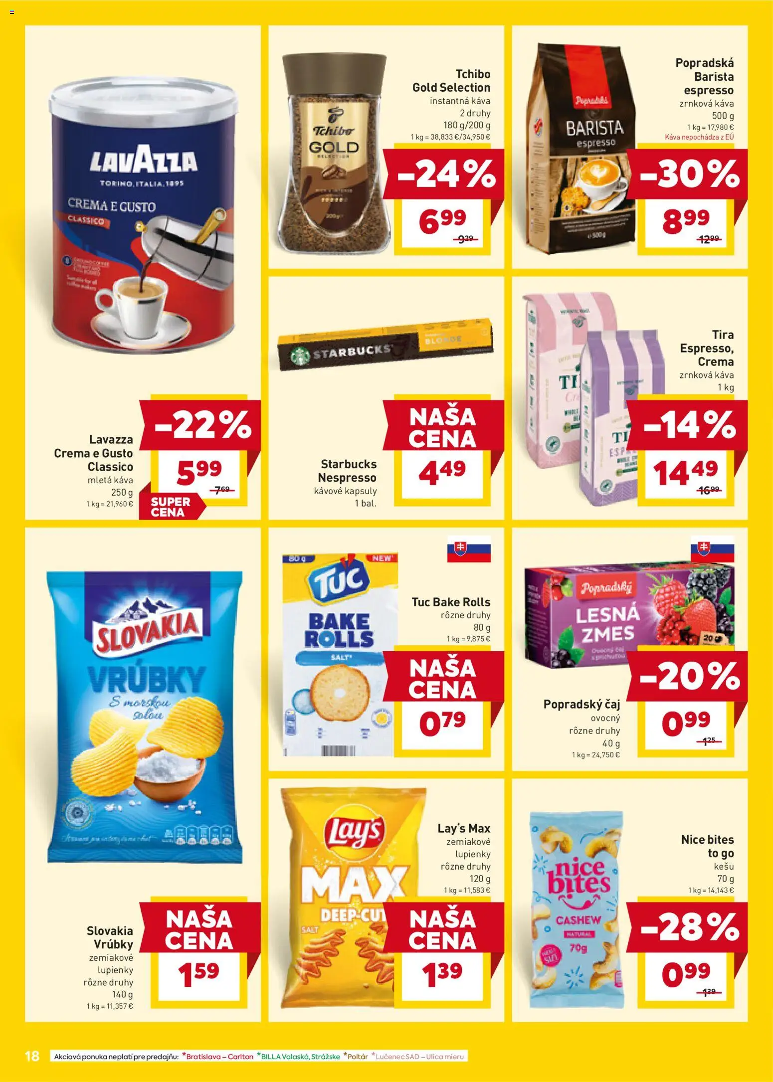 Nové Billa akcie – leták je platný od 21.01.2026 | Strana: 18 | Produkty: Káva, Barista, Čaj, Zrnková káva
