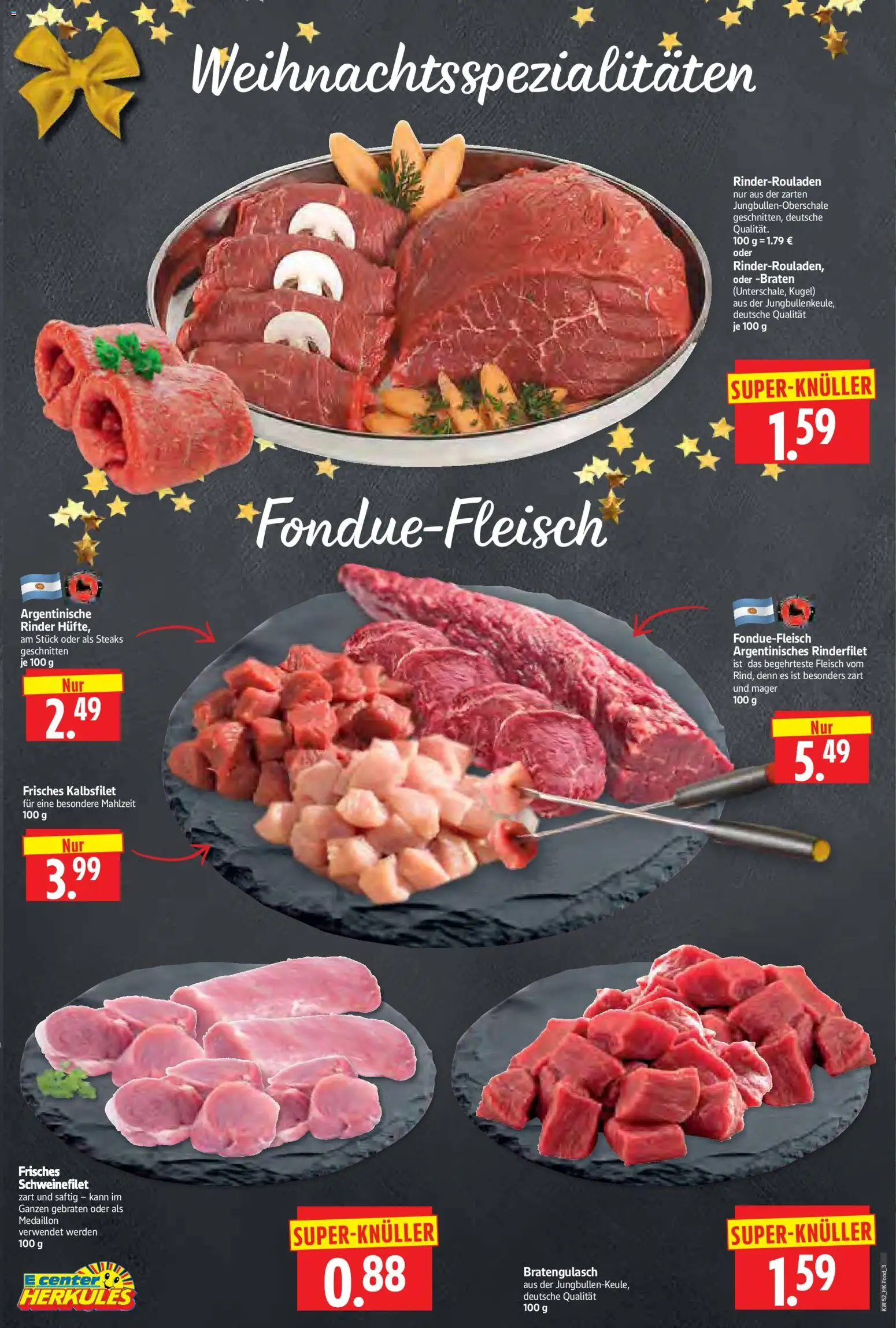 HERKULES Prospekt 	 – gültig ab 22.12.2025 | Seite: 3 | Produkte: Rinderrouladen, Rinderfilet, Schweinefilet, Fleisch