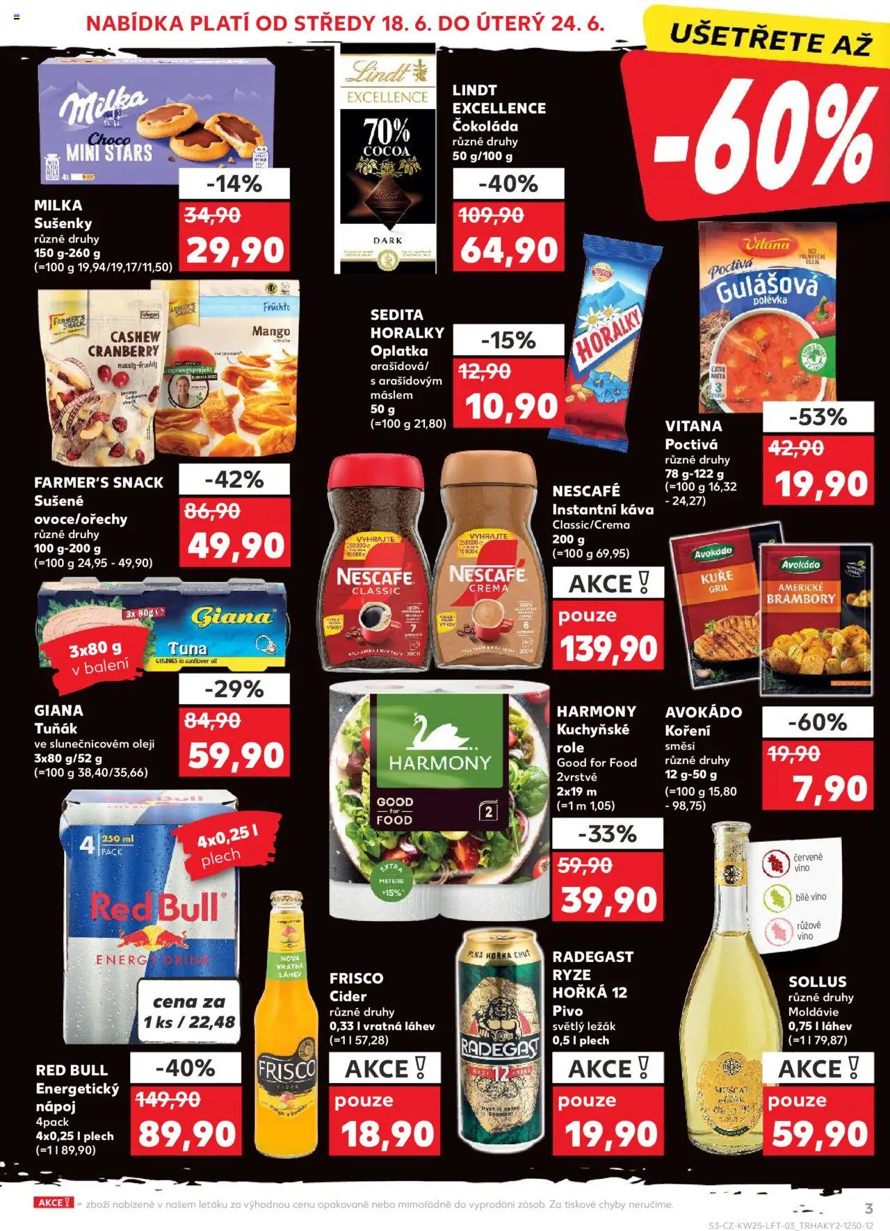 Kaufland leták od 18.06.2025 | Strana: 3 | Produkty: Instantní káva, Brambory, Láhev, Energy drink