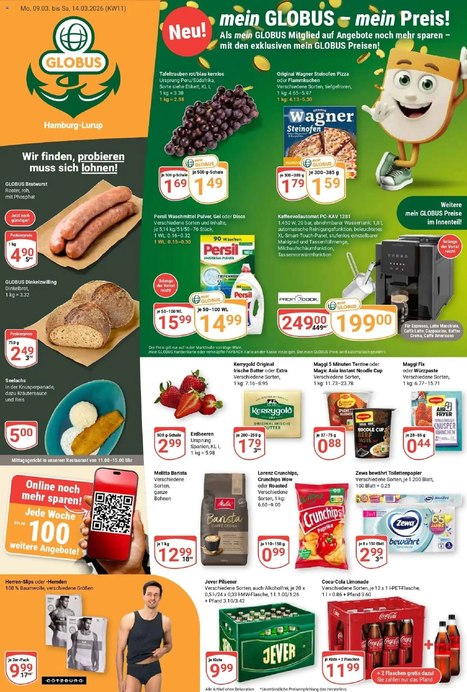 Globus prospekt Hamburg	 – gültig ab 09.03.2026 | Seite: 1 | Produkte: Butter, Zewa, Maggi fix, Erdbeeren