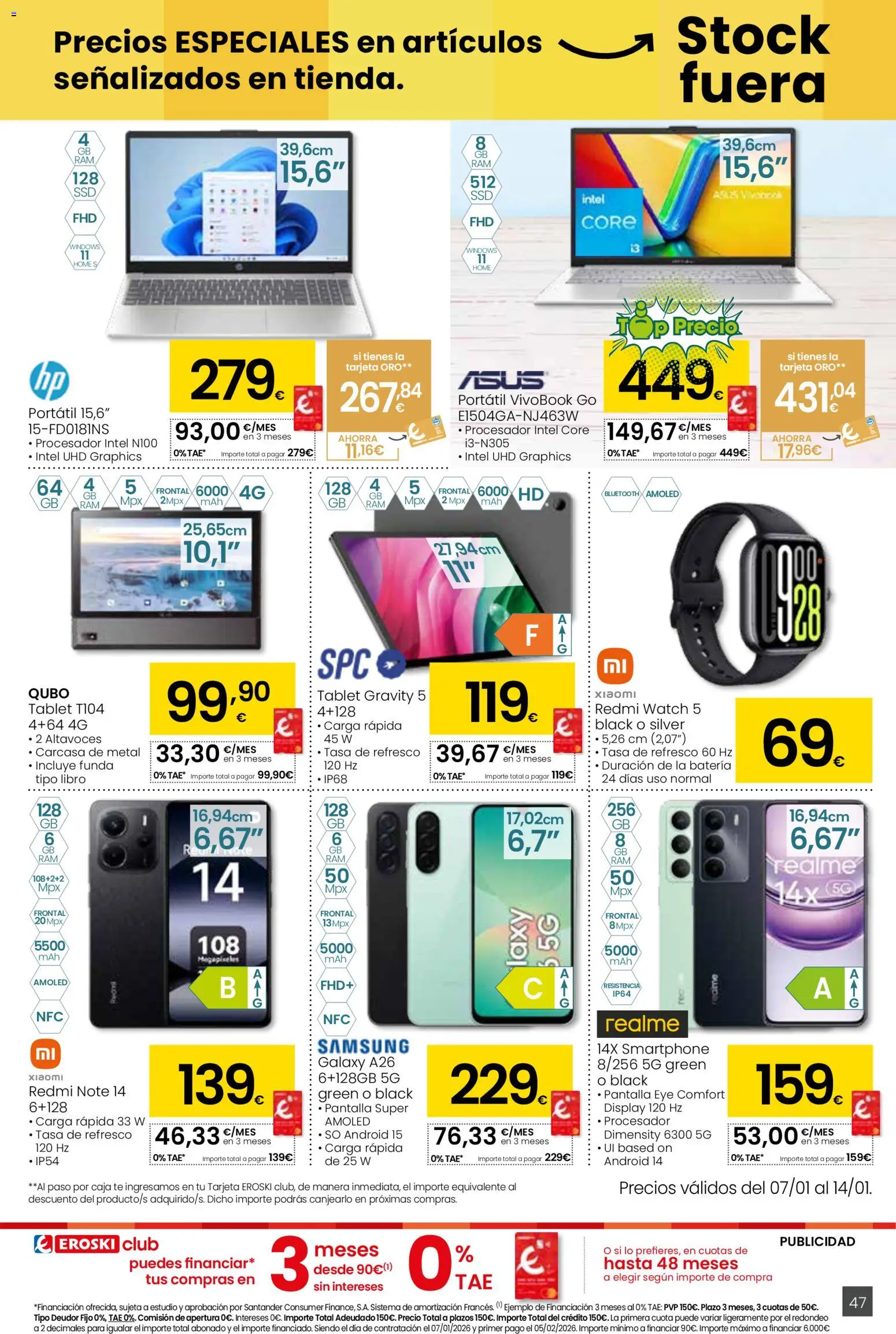 Eroski folleto │ válido desde el 05.01.2026 | Página: 47 | Productos: Té, Smartphone, Tablet, Batería