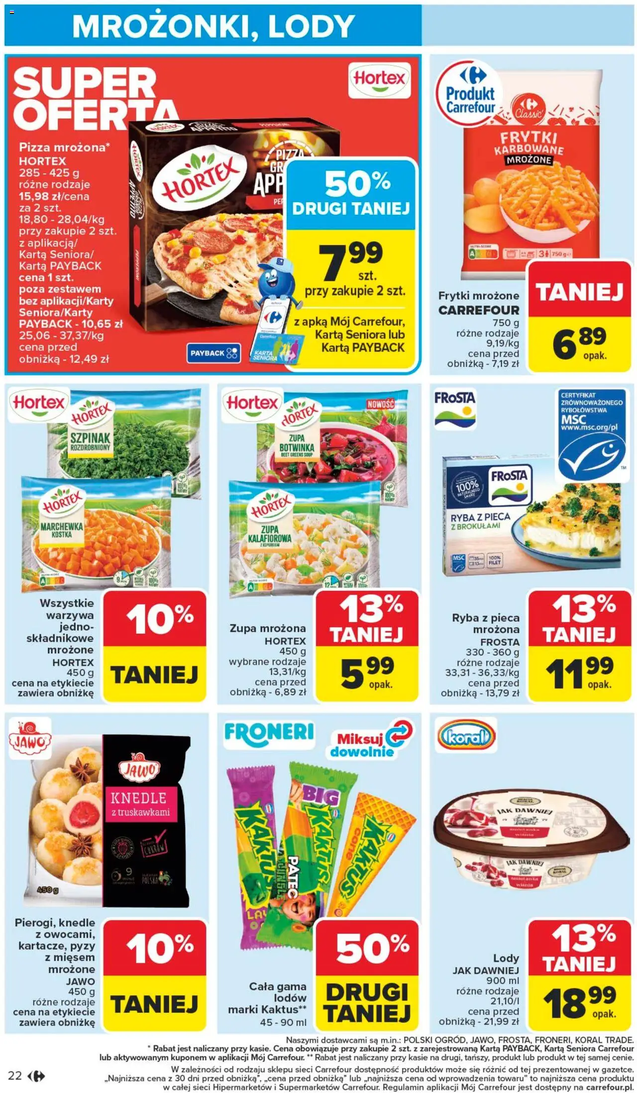 Carrefour Gazetka od 13.10.2025 | Strona: 22 | Produkty: Karta, Szpinak, Frytki, Warzywa